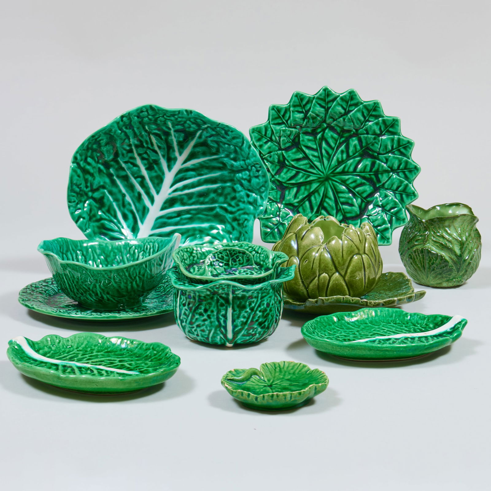 Group of Assembled Portuguese Majolica Leaf Wares (1 of 20)