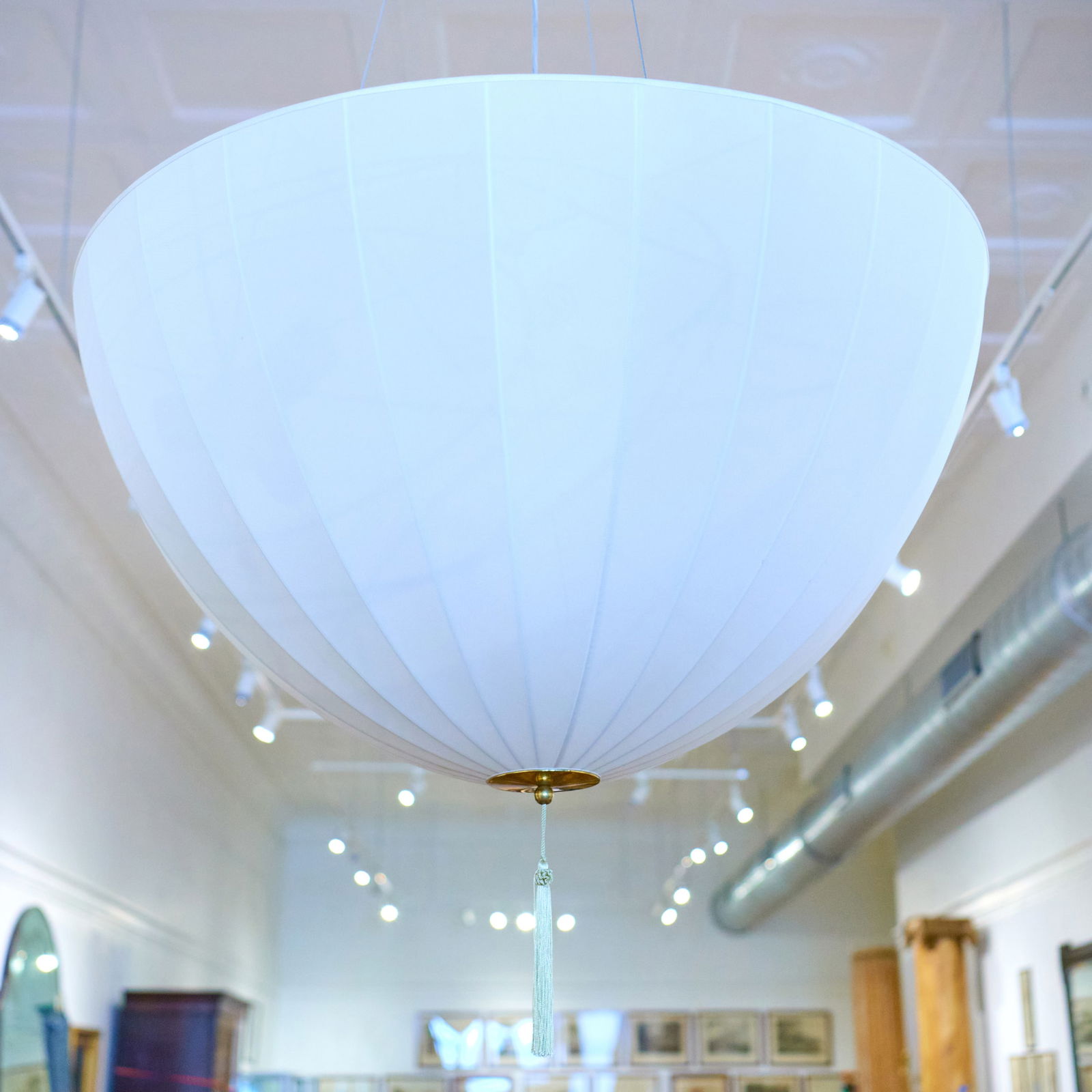 Pair of Woka Lamps Vienna Brass Mounted Fabric Pendant Lights (1 of 6)