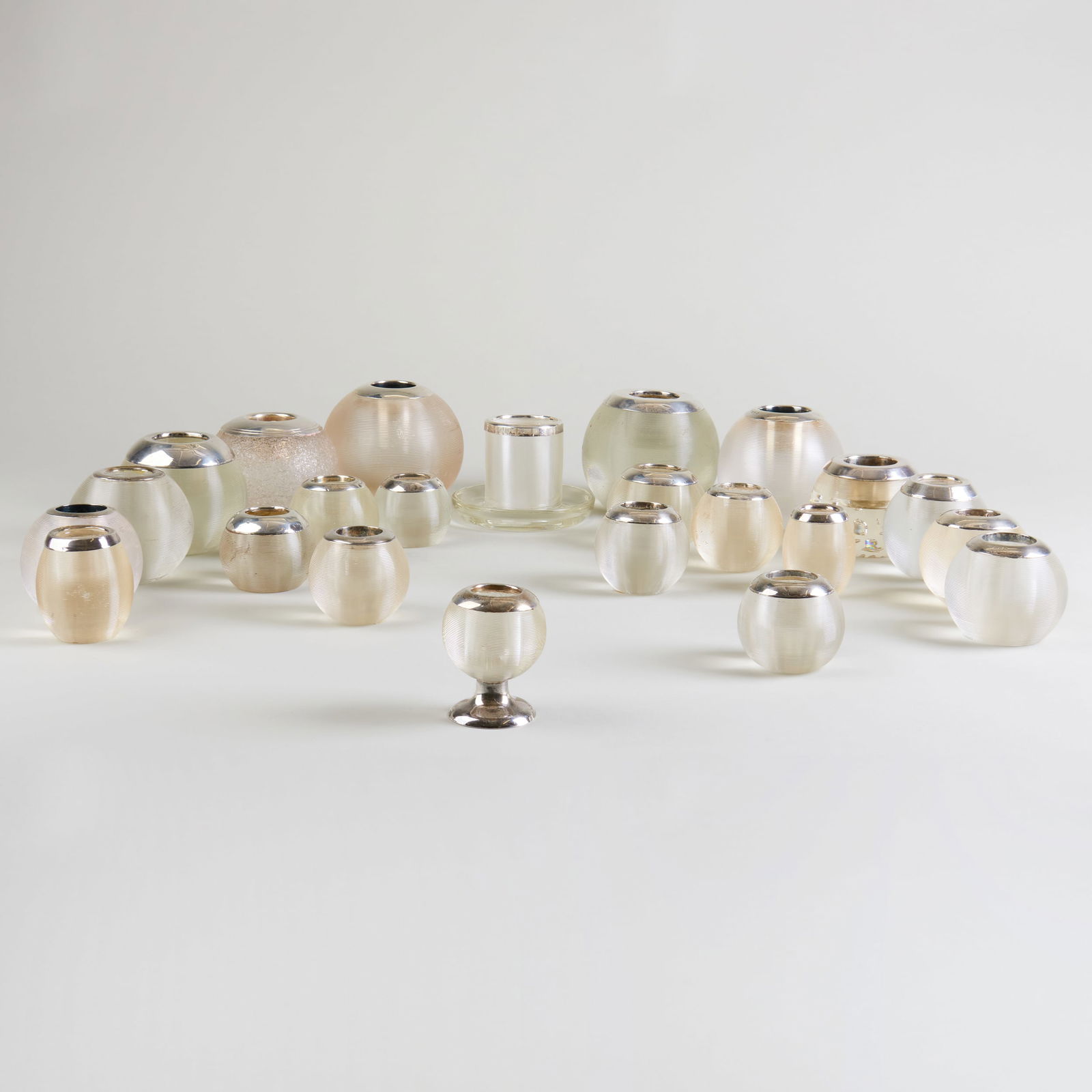 Group of Twenty-One English Silver Mounted Glass Match Strikers (1 of 20)