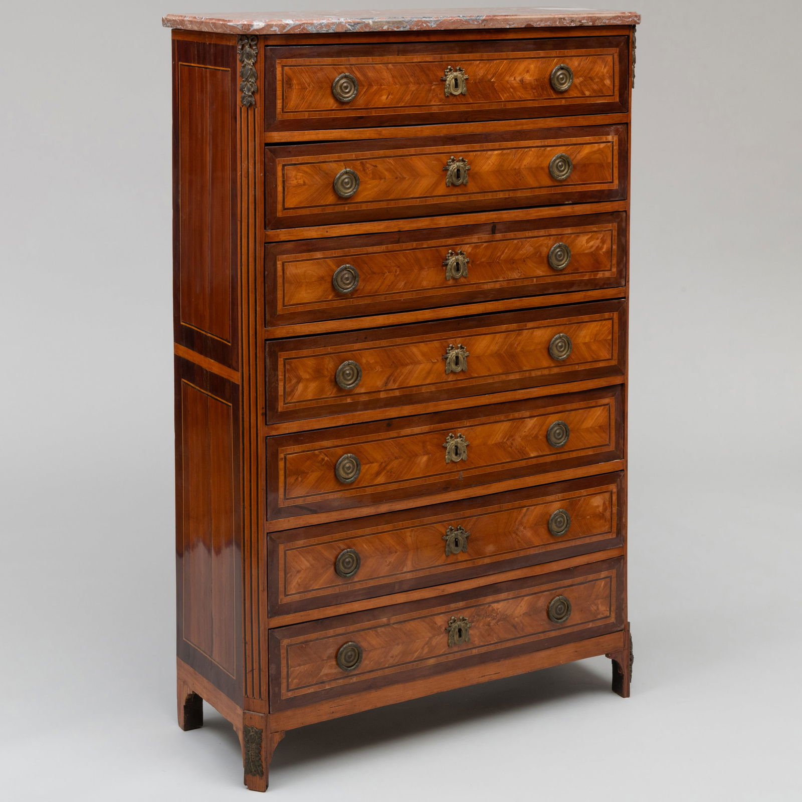 Louis XVI Ormolu-Mounted Kingwood and Mahogany Parquetry Semanier (1 of 17)