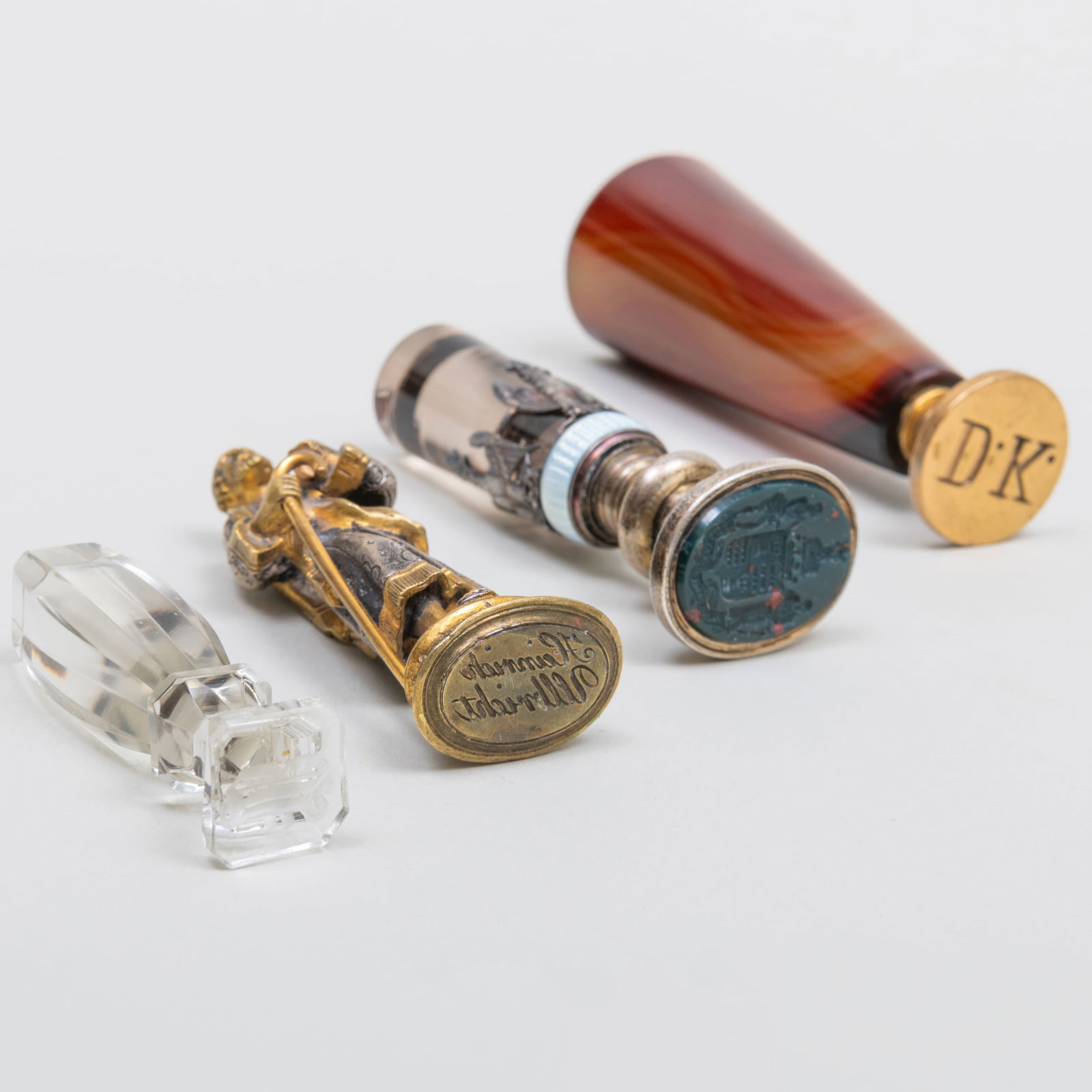 Group of Four Hardstone and Metal Seals (1 of 5)