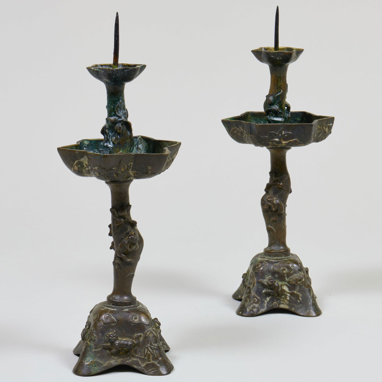 Pair of Chinese Bronze Pricket Sticks (1 of 9)