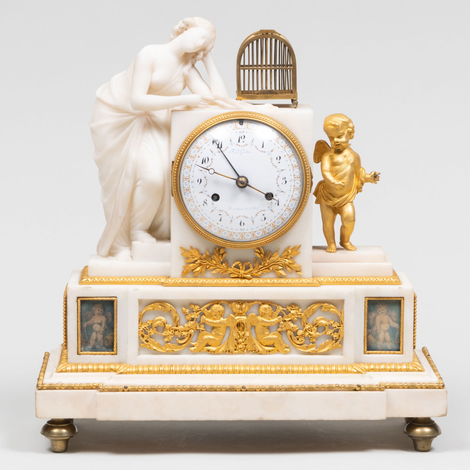 Louis XVI Ormolu-Mounted Marble Figural Mantel Clock (1 of 10)