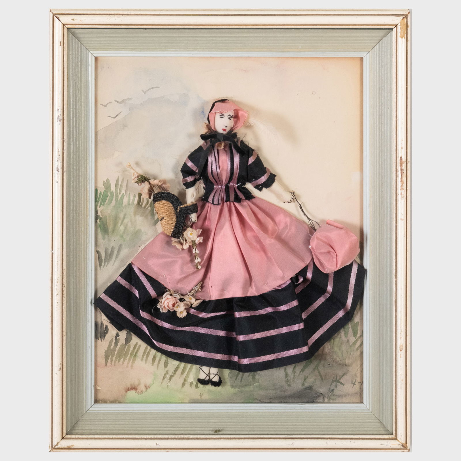 Set of Four Fabric Figural Collages (1 of 11)