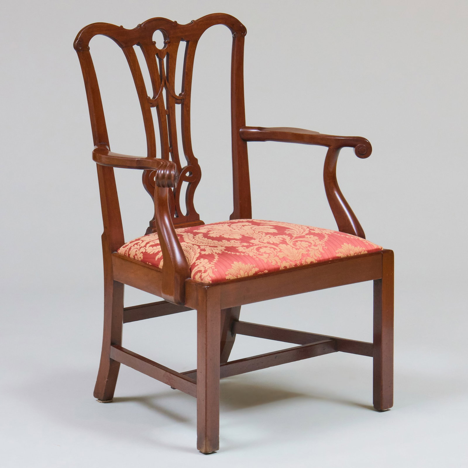 George III Carved Mahogany Armchair: George III Carved Mahogany Armchair 37 3/4 x 27 x 20 1/2 in., seat height 17 in.