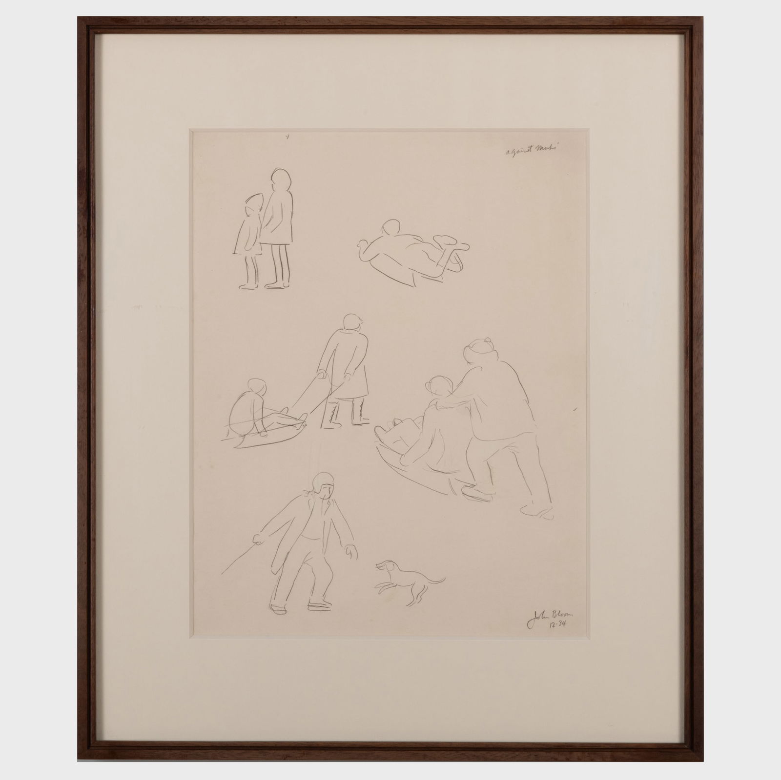 John Bloom (1906-2002): WPA Illustration of Sledders (1 of 3)