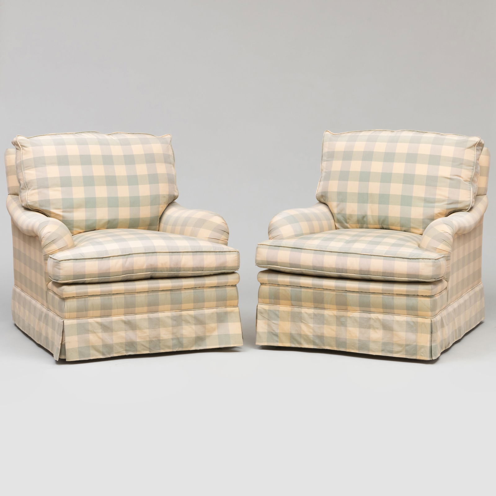 Pair of Upholstered Club Chairs, Brunschwig & Fils (1 of 13)