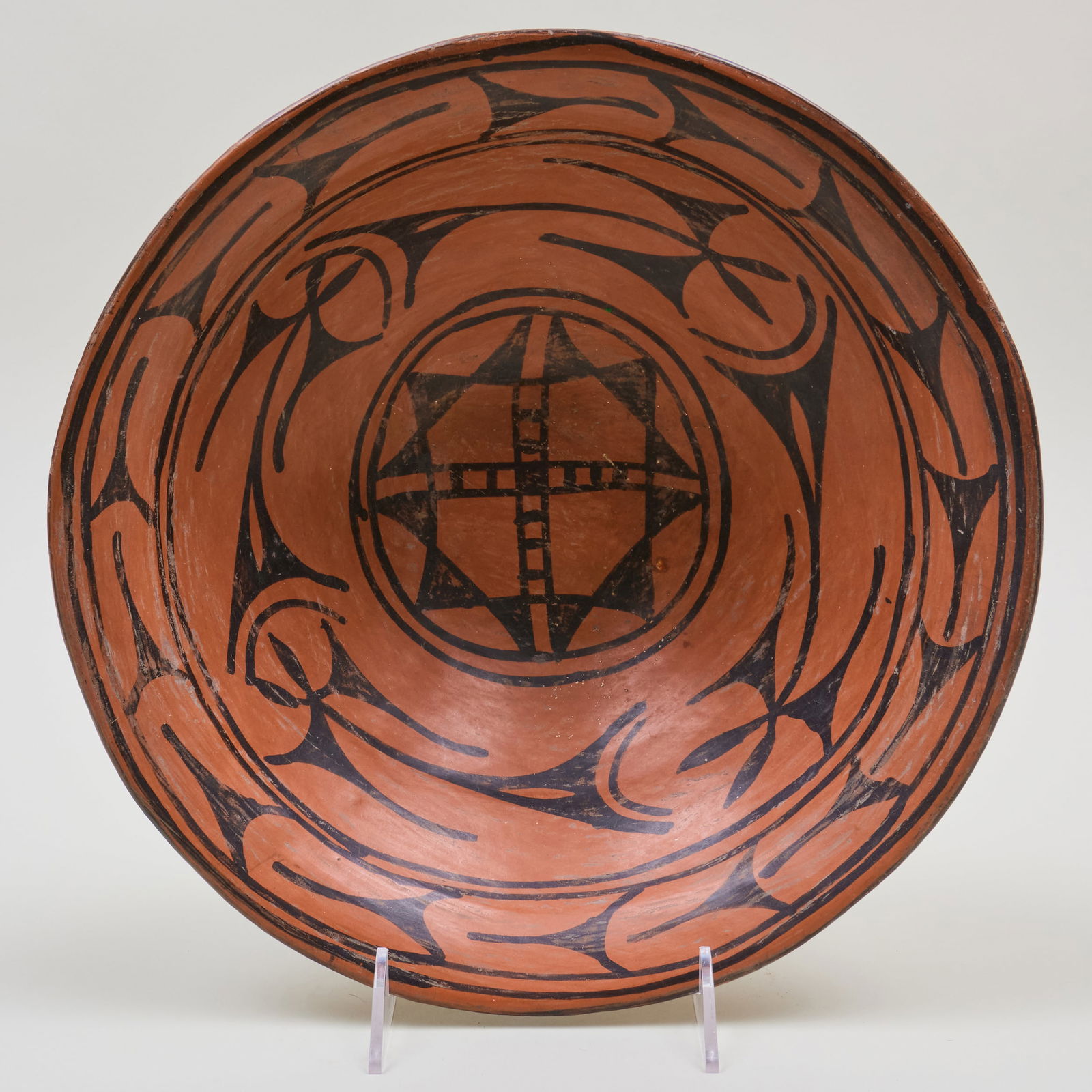 San Ildefonso Black on Red Polychrome Pottery Dough Bowl (1 of 11)