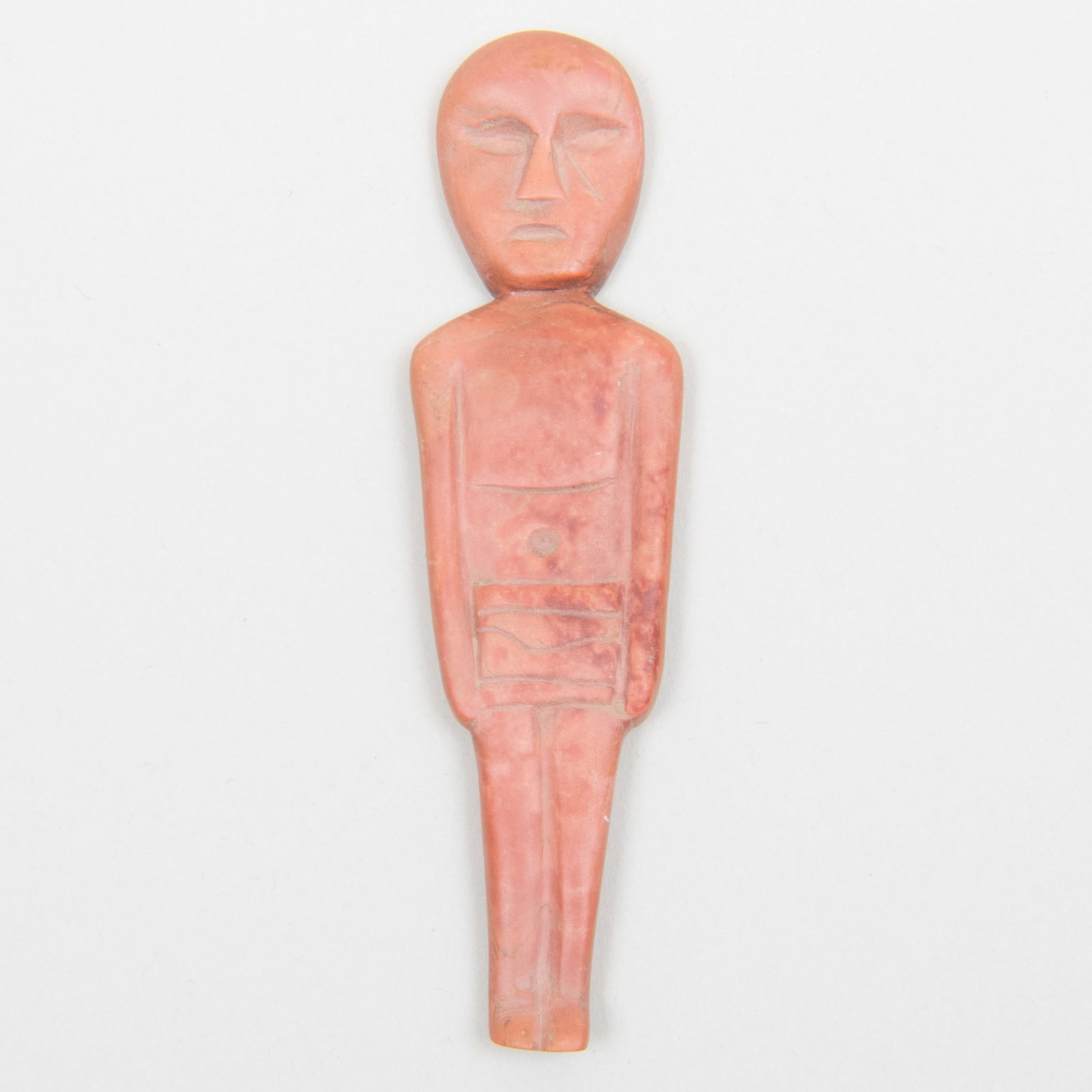 Carved Catlinite Figure, Indiana: Carved Catlinite Figure, Indiana 3 7/8 in. long.