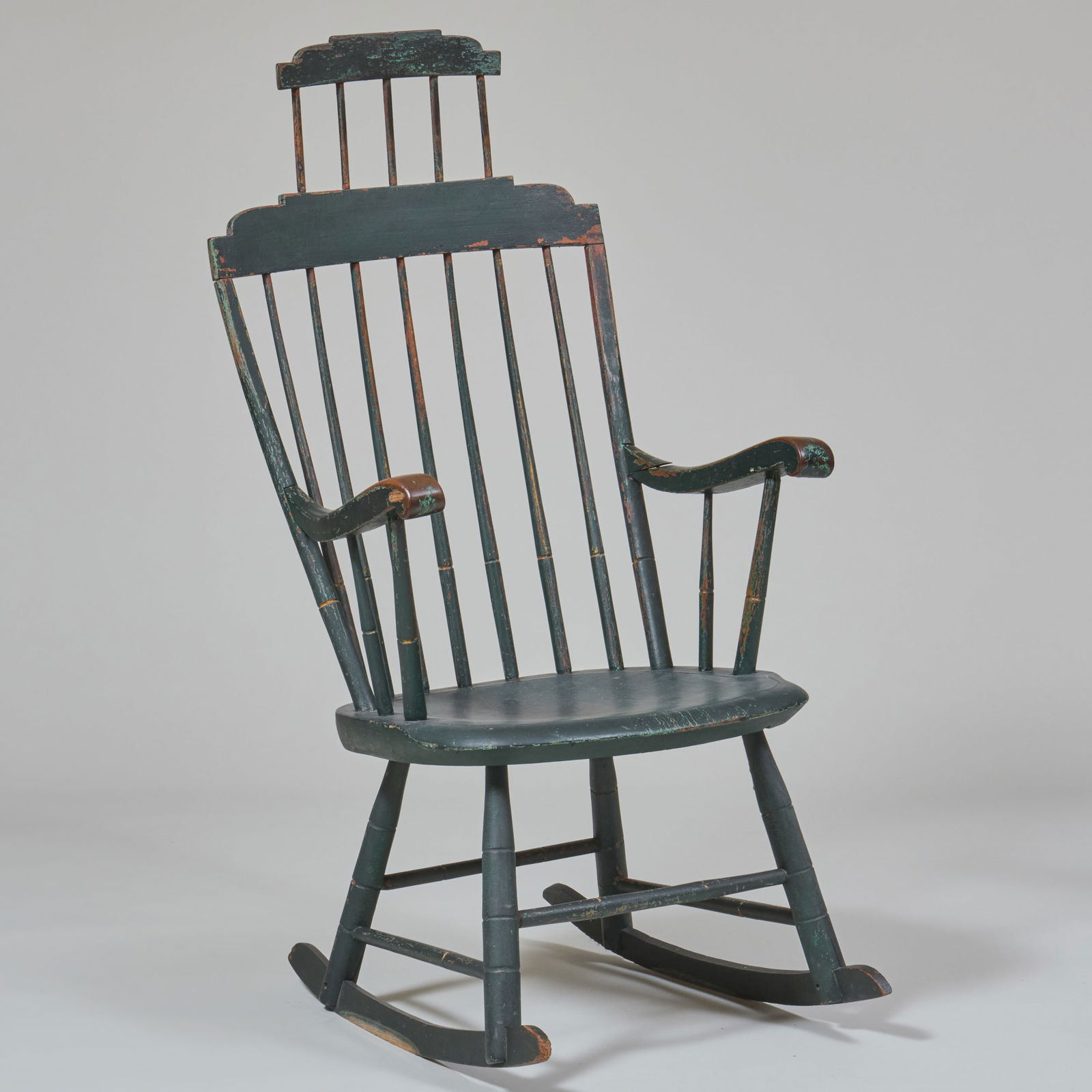 Dark Blue Painted Comb Back Windsor Rocking Chair (1 of 7)
