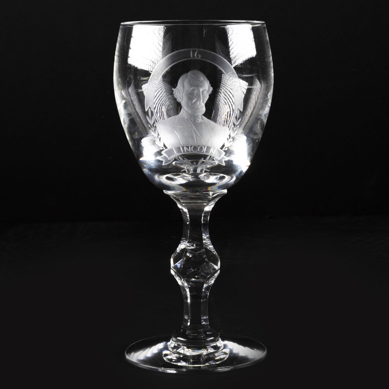 Hawkes Colorless Glass Goblet Engraved with Abraham Lincoln (1 of 3)