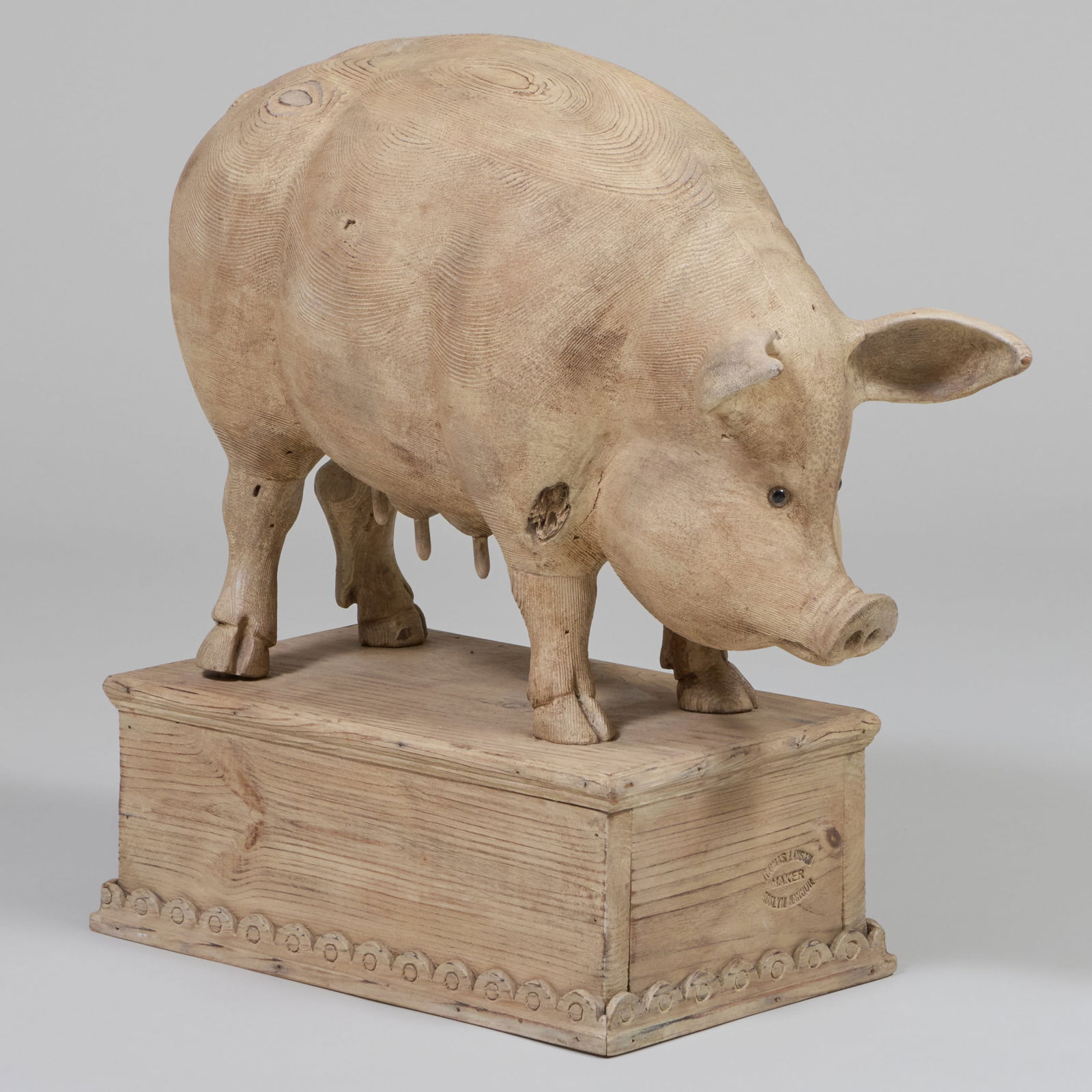 Folk Carved Pine Model of a Sow (1 of 11)