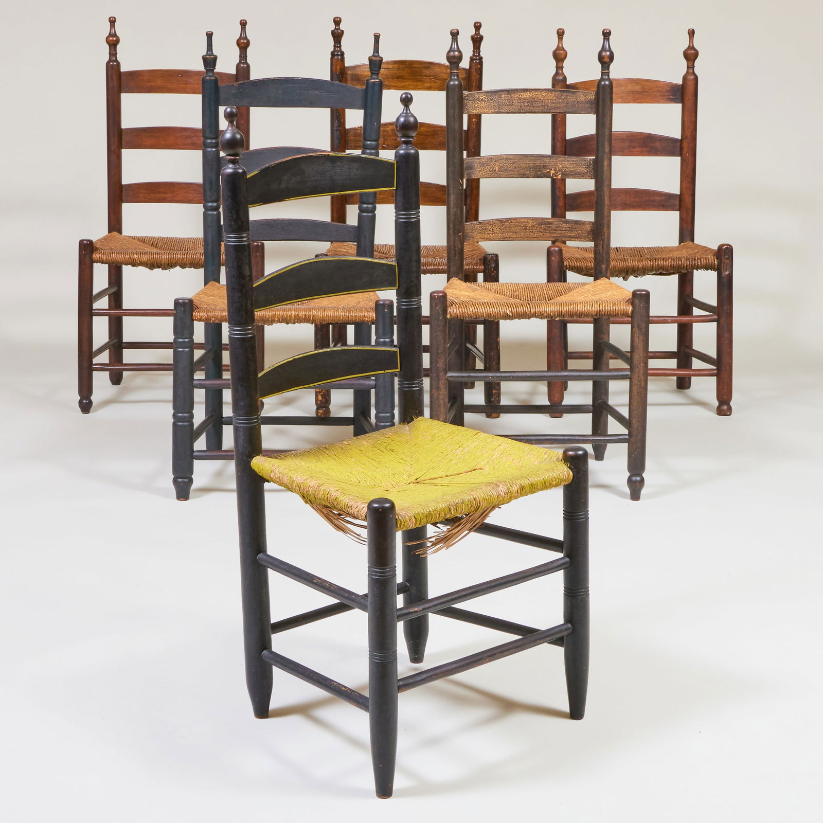 Group of Six New Jersey Ladder Back Rush Seat Side Chairs (1 of 11)