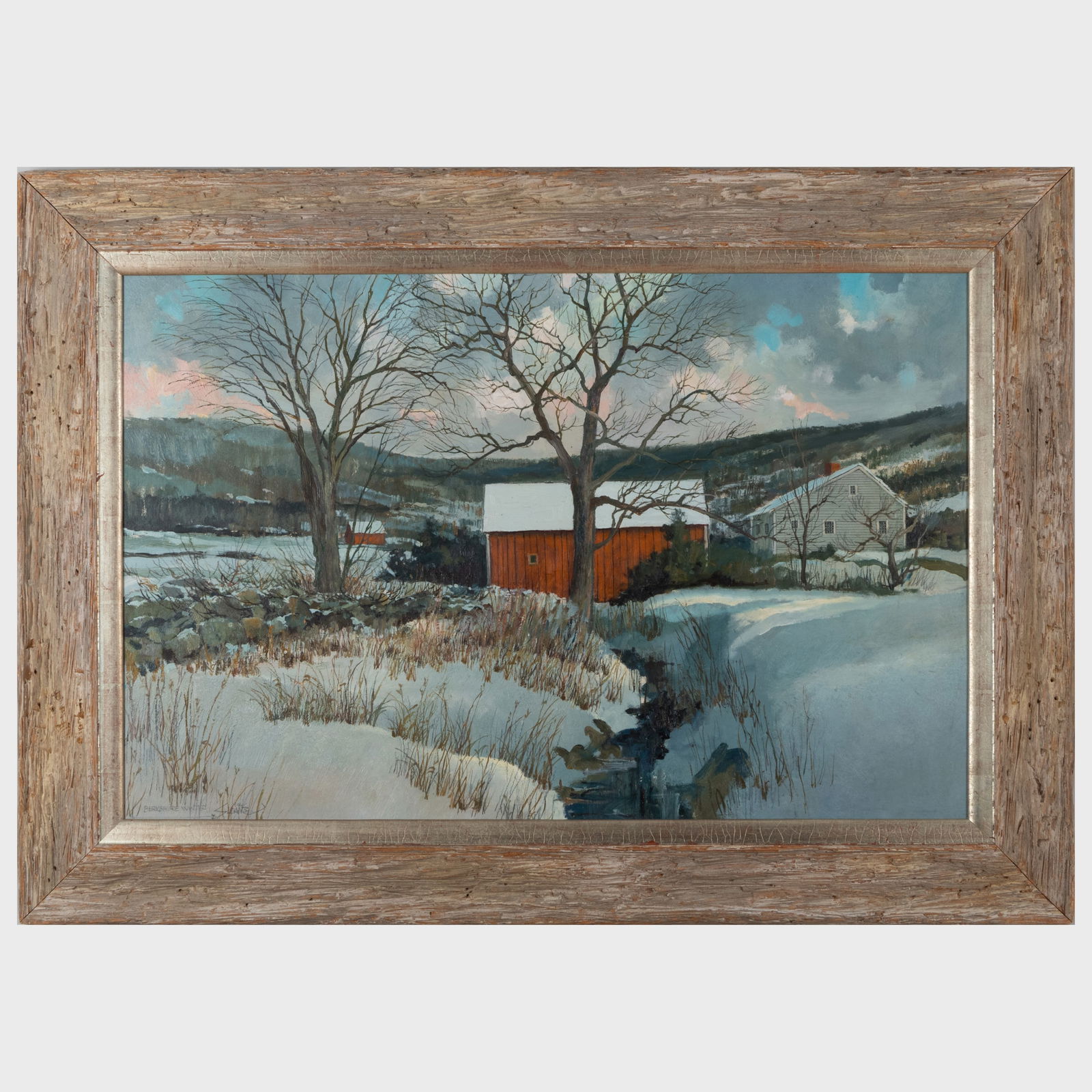 Eric Sloane (1905-1985): Berkshire Winter: Eric Sloane (1905-1985): Berkshire Winter Oil on board, signed 'Sloane' and titled lower left. 20 1/2 x 32 in., 28 1/2 x 40 in. (frame). The Collection of Henry B. Holt.