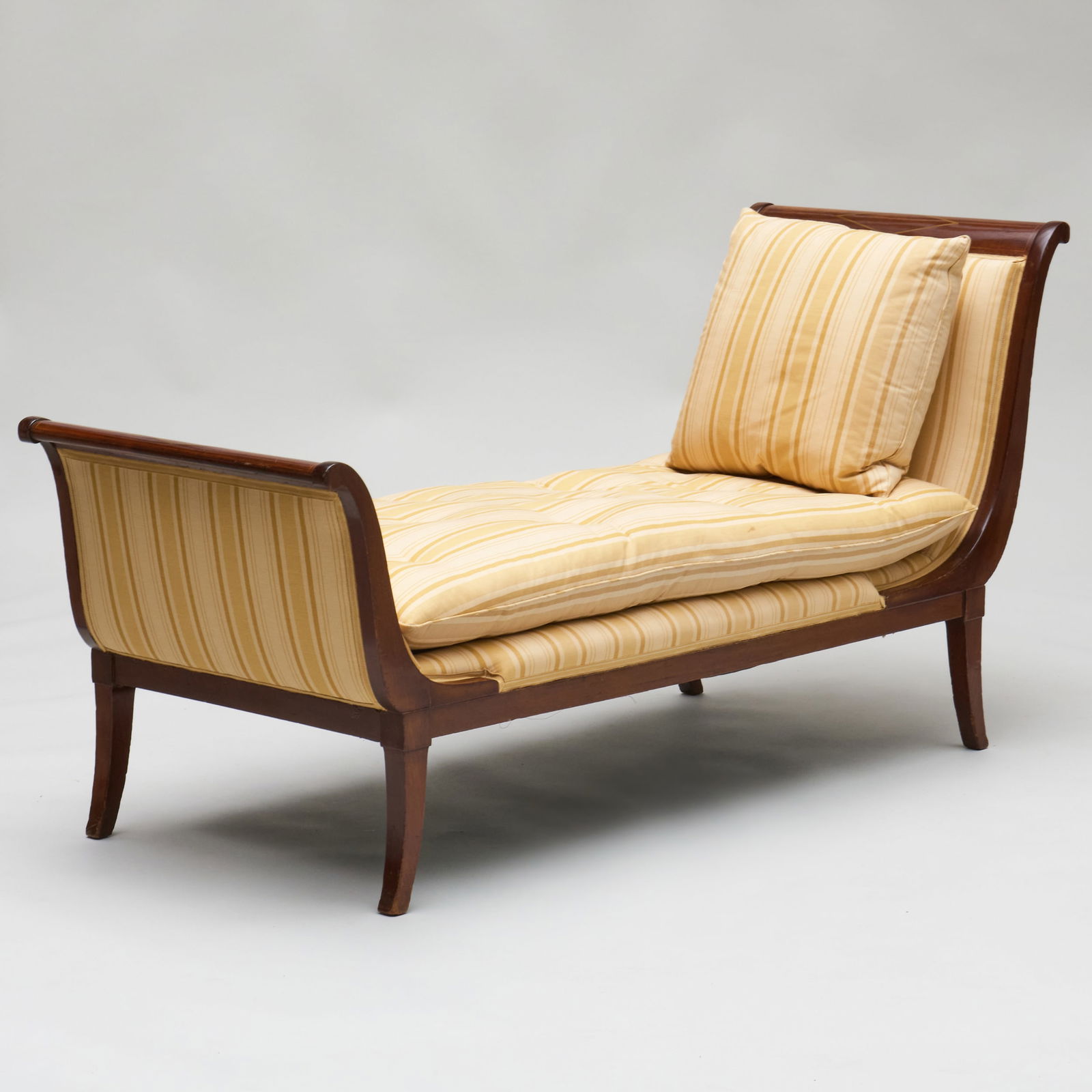 Continental Brass Inlaid Mahogany Chaise Lounge, Probably Russian or Baltic (1 of 8)