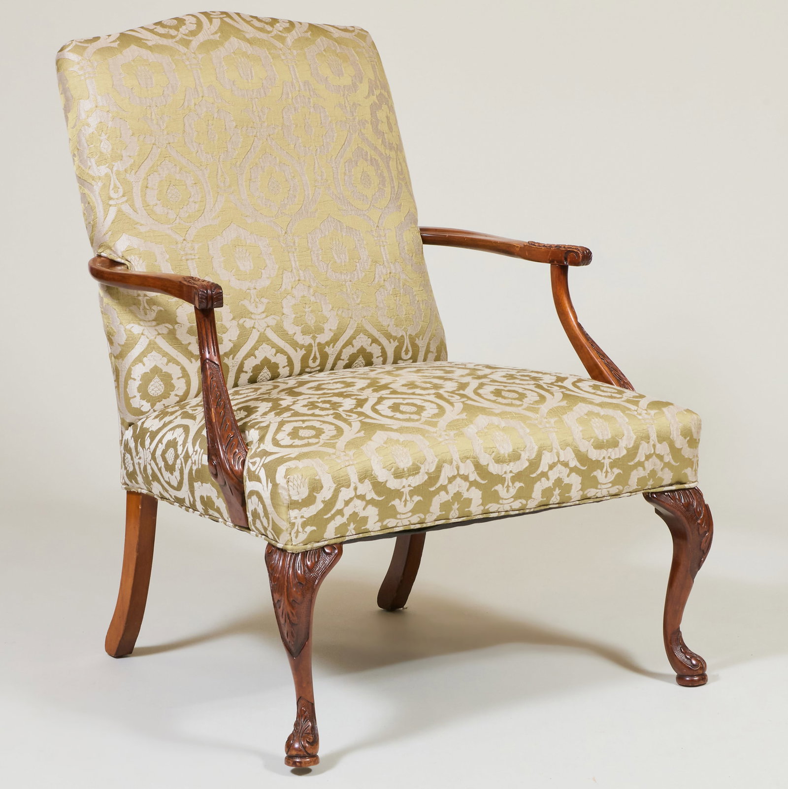George III Style Mahogany Library Armchair: George III Style Mahogany Library Armchair 38 x 28 1/2 x 28 in., seat height 16 in.