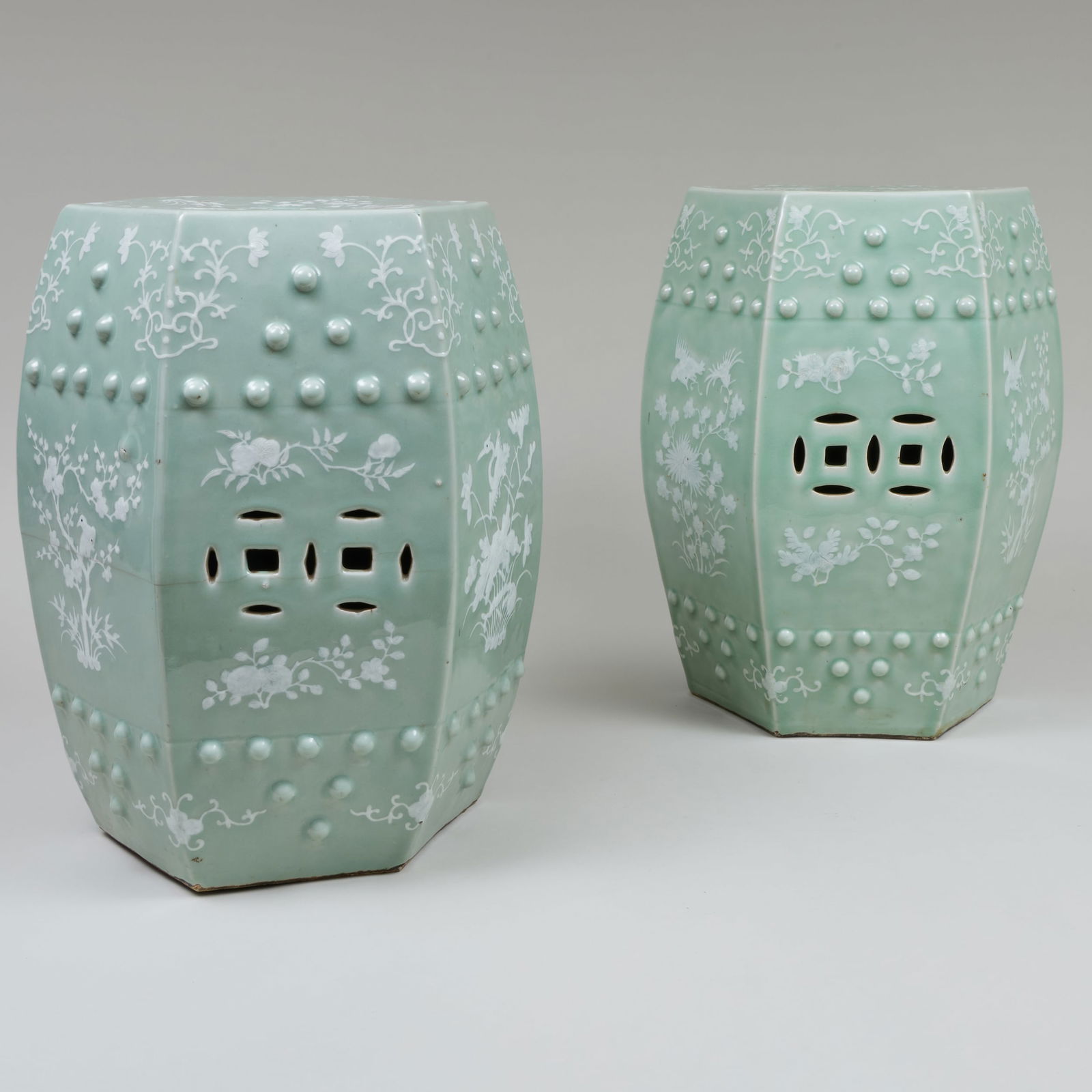 Pair of Chinese Celadon Glazed Porcelain Garden Seats (1 of 8)