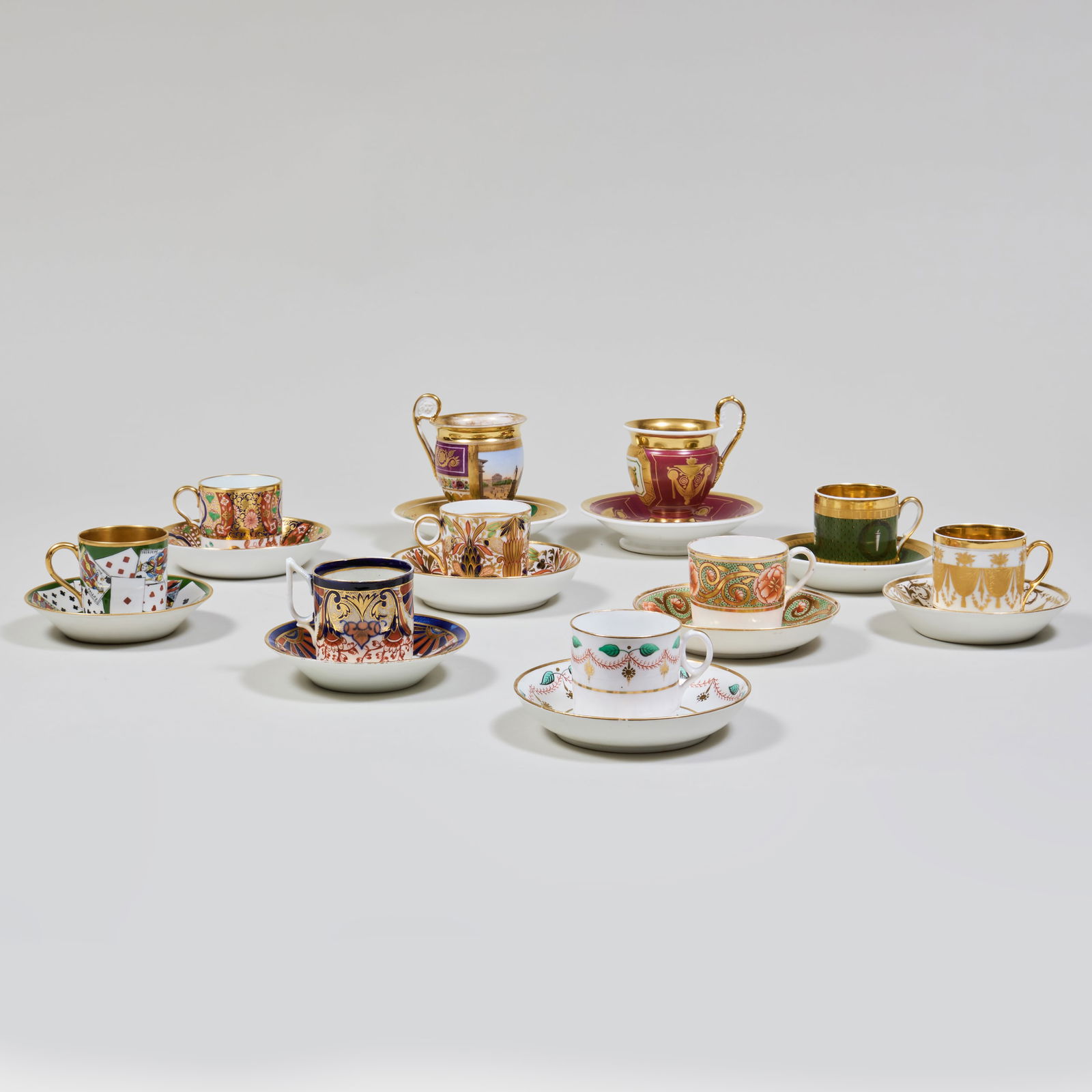 Group of Ten Porcelain Cabinet Cups and Saucers (1 of 20)