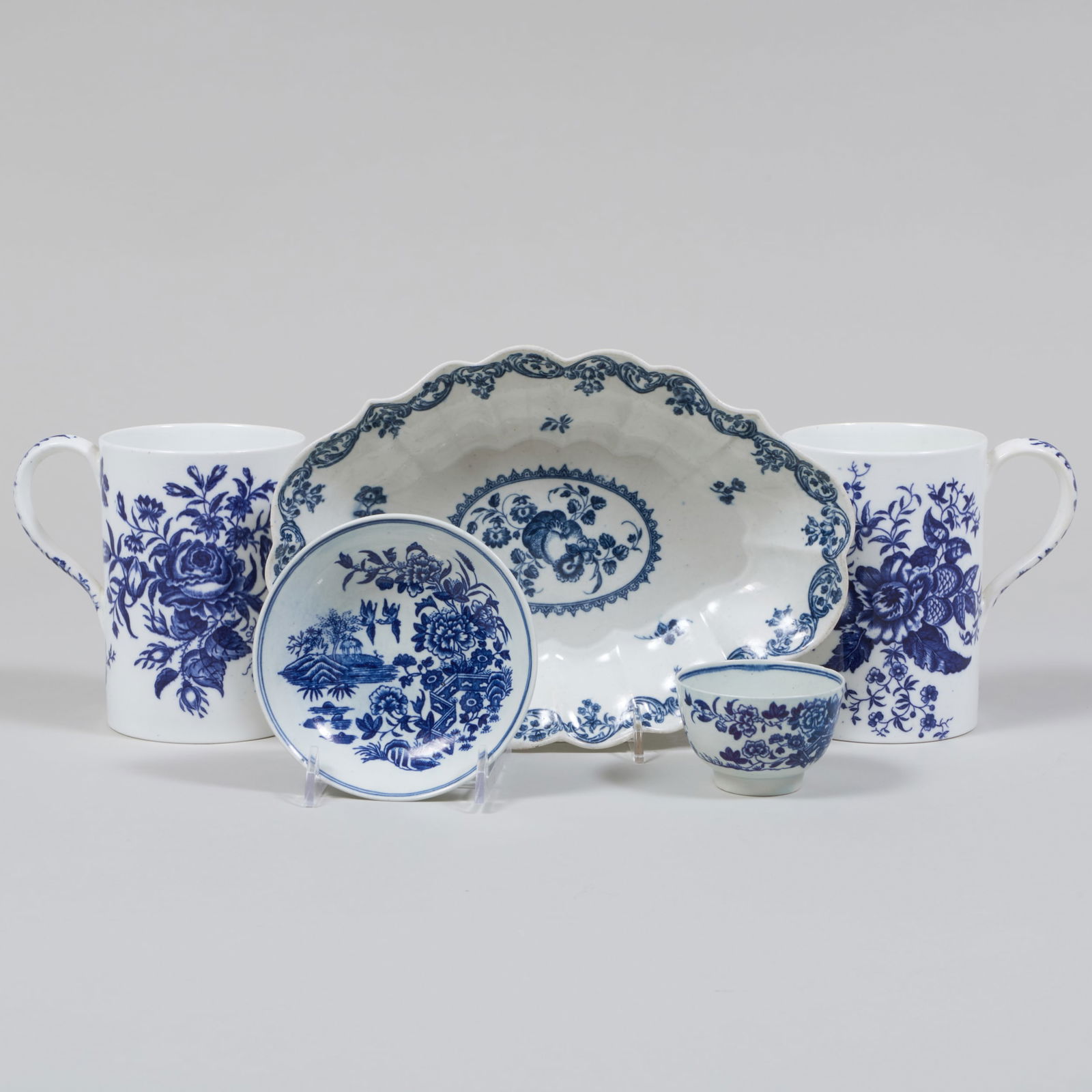 Group of Worcester Blue and White Transfer Printed Porcelain Wares (1 of 20)