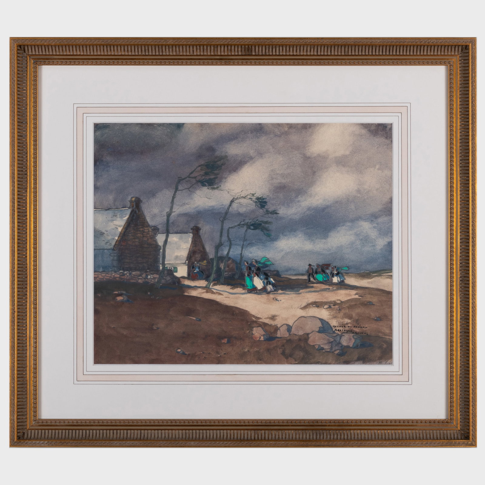 Attributed to Ernest Pierre Guerin (1887-1952): Retour du Pardon: Attributed to Ernest Pierre Guerin (1887-1952): Retour du Pardon Watercolor with pencil and gouache highlights on paper, signed 'E Guerin' and titled lower right. 12 3/4 x 15 3/4 in. (sight), 21 1/2 x
