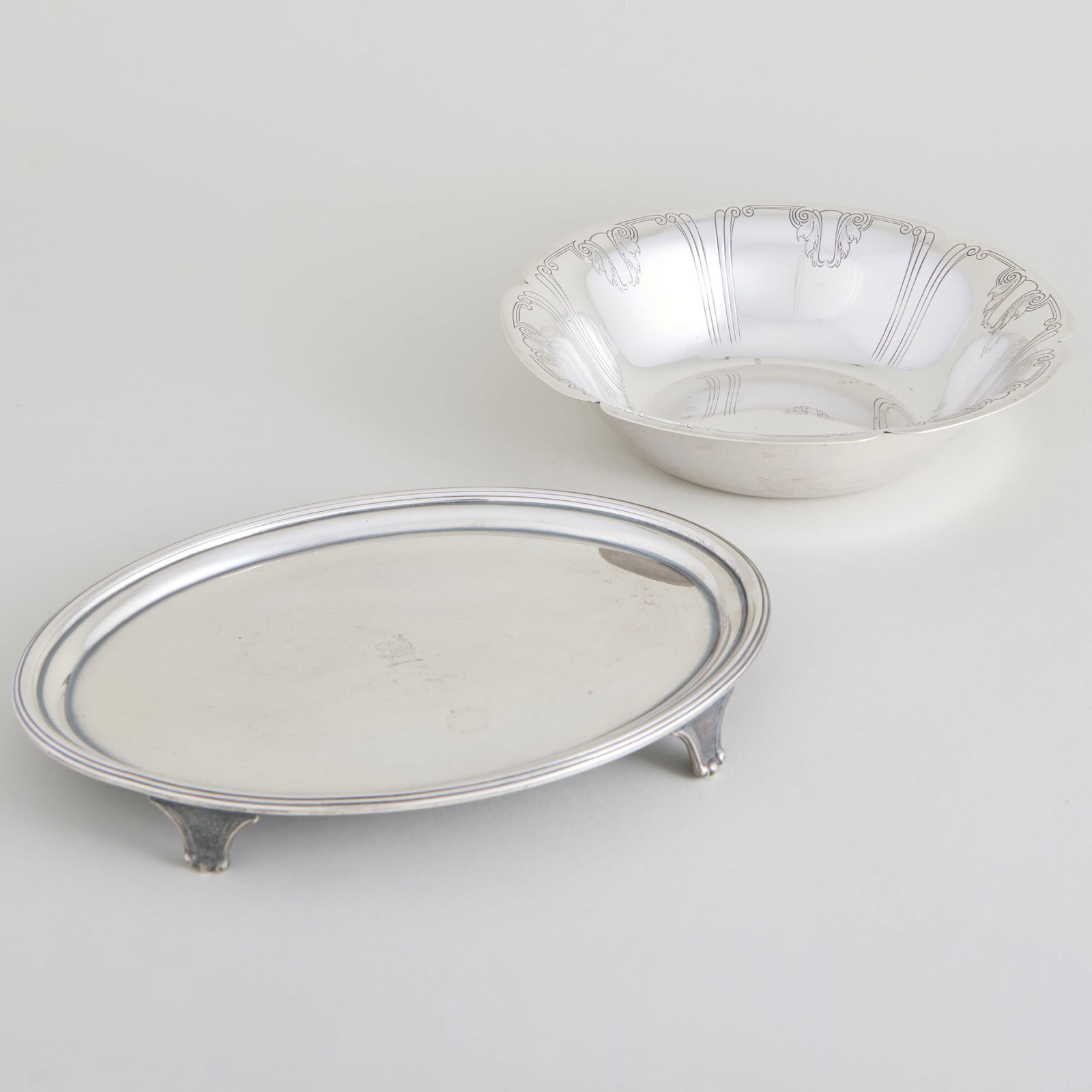 Tiffany & Co. Silver Oval Tray and an American Silver Bowl (1 of 12)