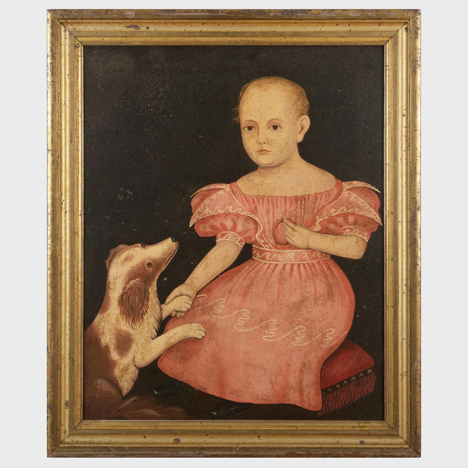 American School, After Ammi Phillips (1788-1865): Portrait of a Seated Child in a Pink Dress with a (1 of 3)