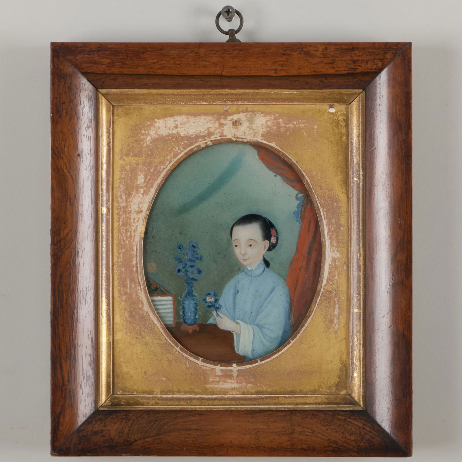 Chinese Reverse Painted Glass Portrait (1 of 2)