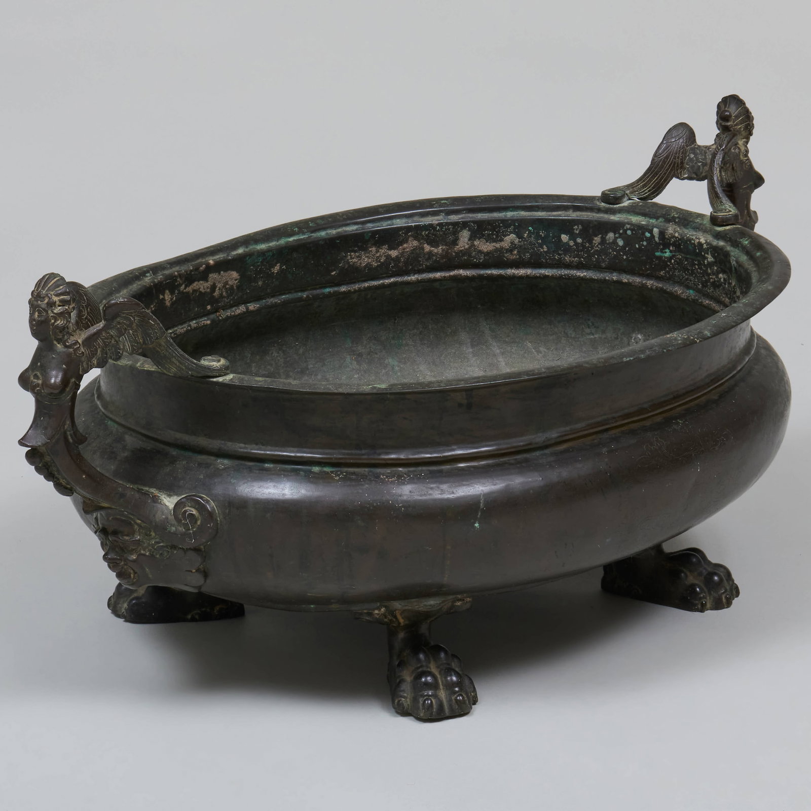 Renaissance Revival Patinated-Bronze Oval Jardiniere: Renaissance Revival Patinated-Bronze Oval Jardiniere 13 1/2 x 30 1/2 x 18 1/2 in. The Collection of Henri Charles Veit, Lyme, CT