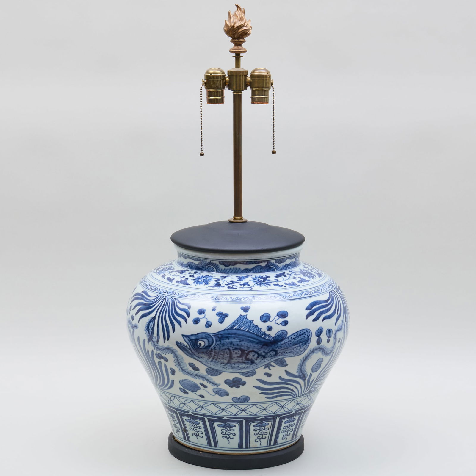 Vietnamese Blue and White Porcelain Jar Mounted as Lamp (1 of 5)