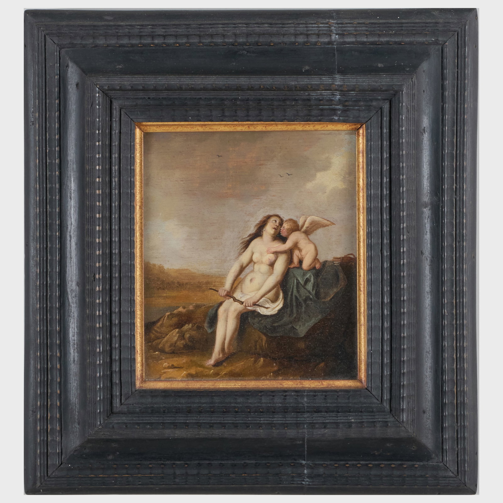 European School: Mythological Scene: European School: Mythological Scene Oil on panel, unsigned. 9 x 7 5/8 in., 17 x 16 in. (frame). The Collection of Henri Charles Veit, Lyme, CT