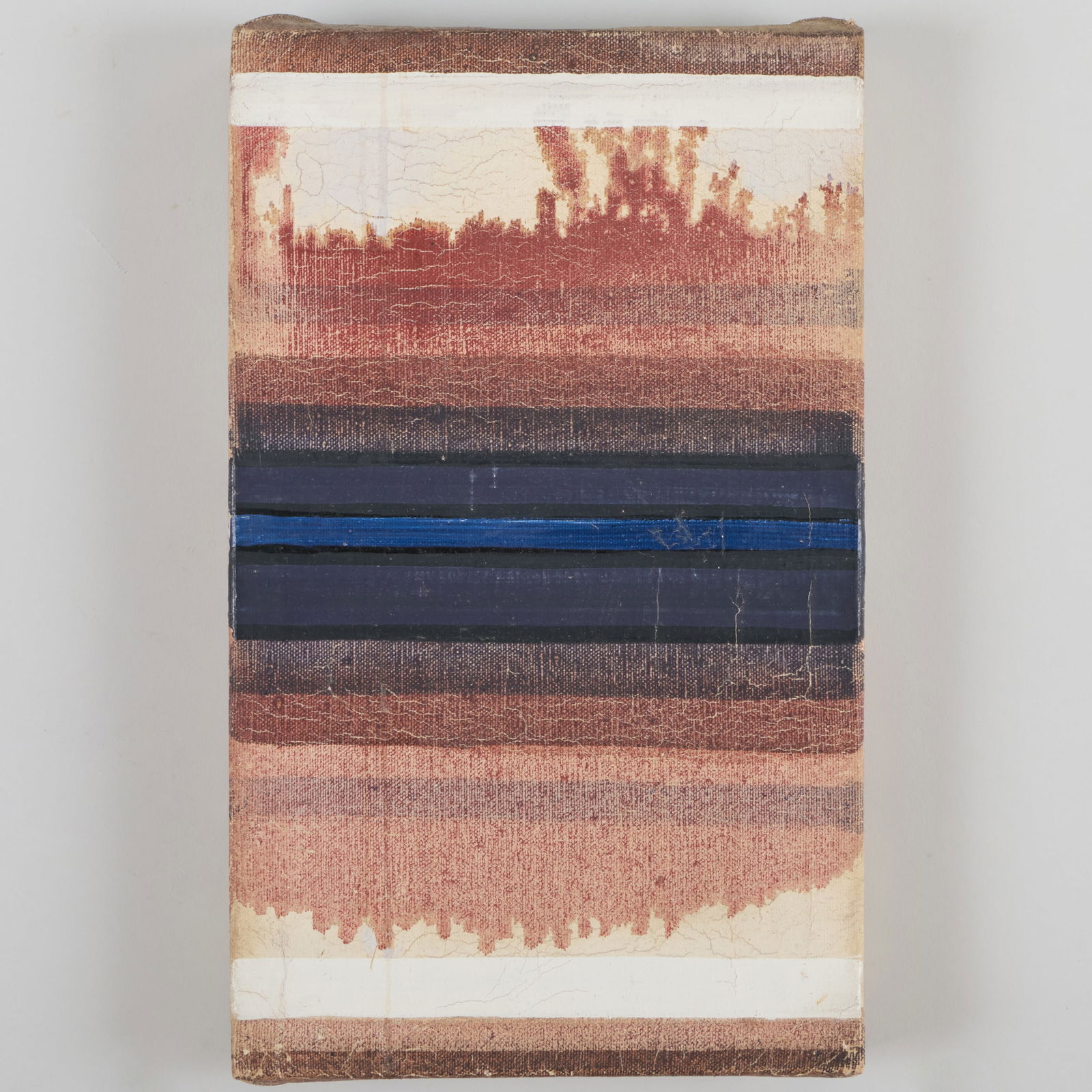 David Simpson (b. 1928): Red River/Blue: David Simpson (b. 1928): Red River/Blue Oil on canvas, 1962, unsigned, with label from Robert Elkon Gallery, NY and David Cole Gallery. 13 3/4 x 8 1/2 in., unframed. The Collection of Henri Charles Ve