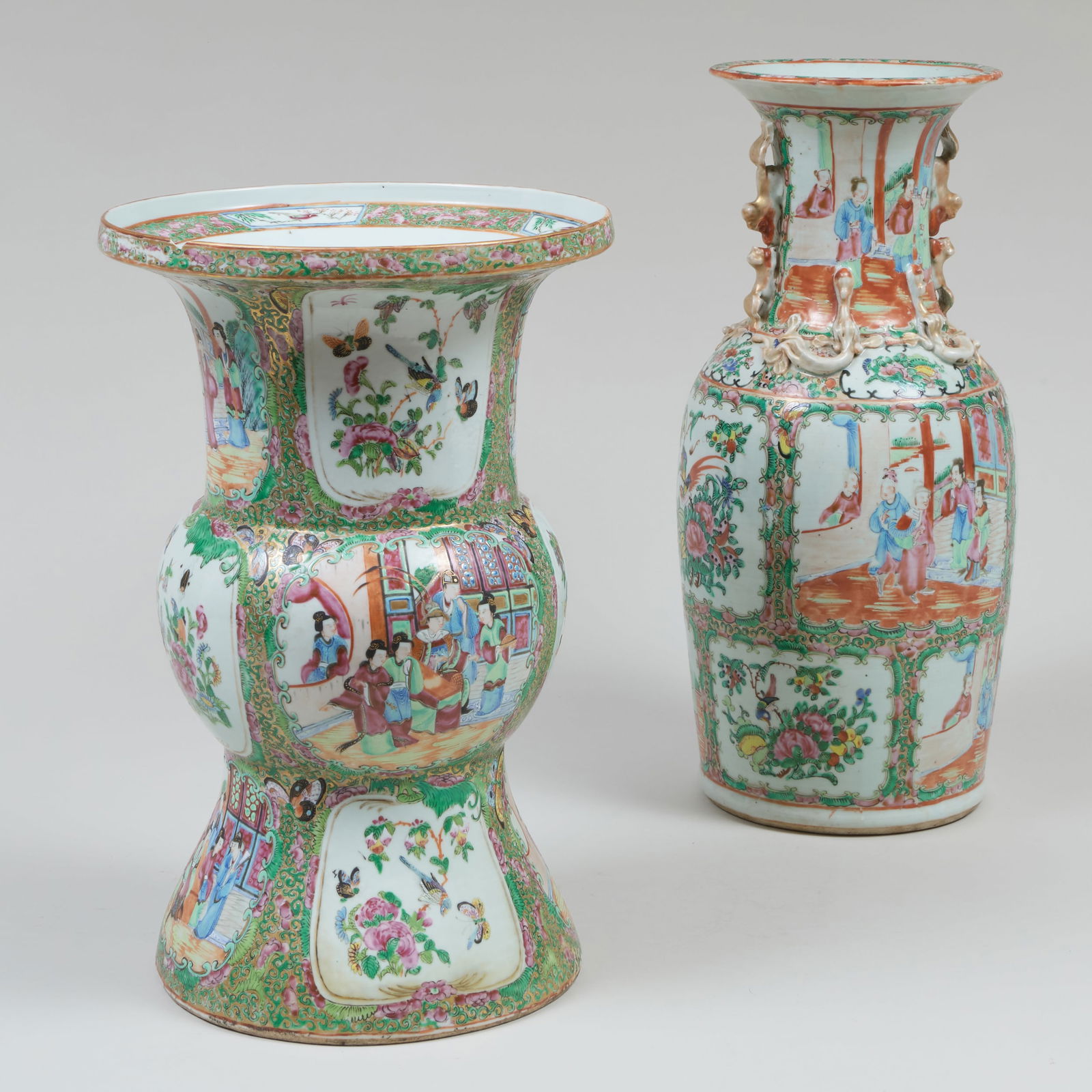 Two Chinese Export Rose Medallion Porcelain Vases (1 of 15)