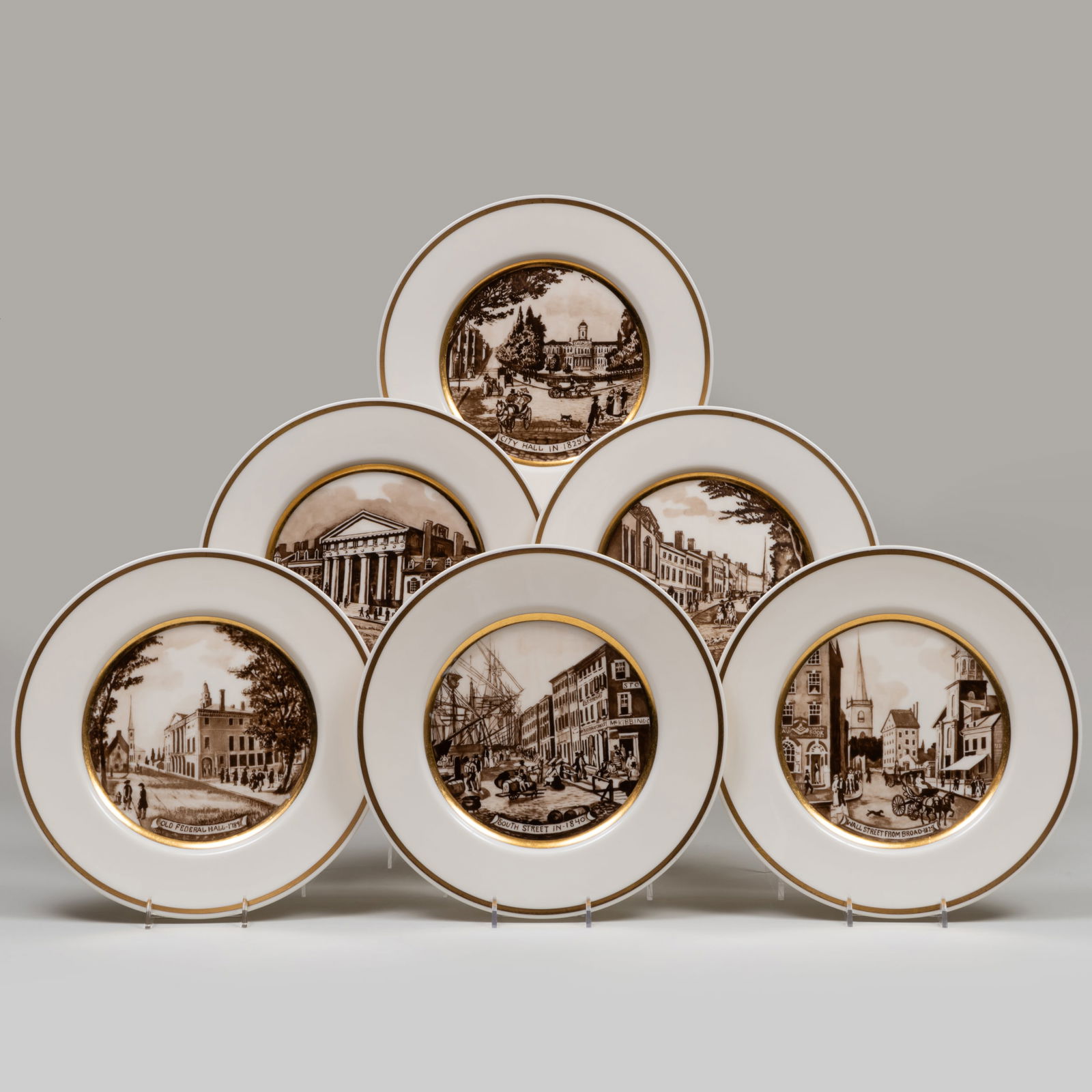 Set of Twelve Lenox Porcelain 'Old New York' Dinner Plates (1 of 16)