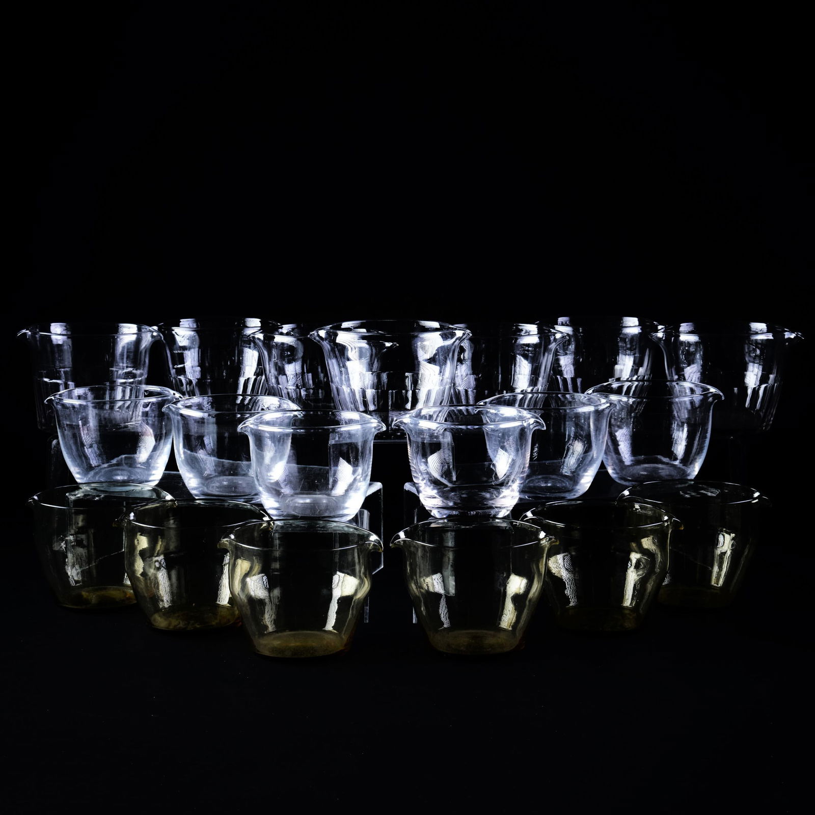 Group of Nineteen Yellow and Clear Glass Rinsers (1 of 10)