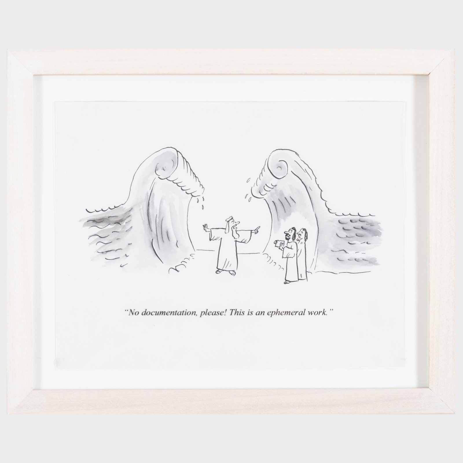 Pablo Helguera (b. 1971): Please Do Not Document: Pablo Helguera (b. 1971): Please Do Not Document Ink and wash on paper with text overlay, 2008, signed 'Pablo Helguera' and dated on the reverse. 6 1/2 x 8 1/2 in. (sheet), 9 x 11 in. (frame). Alexand