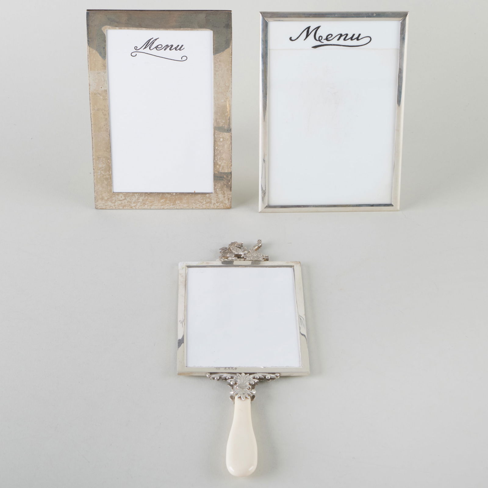 Three Sets of English Silver Menu Holders (1 of 20)