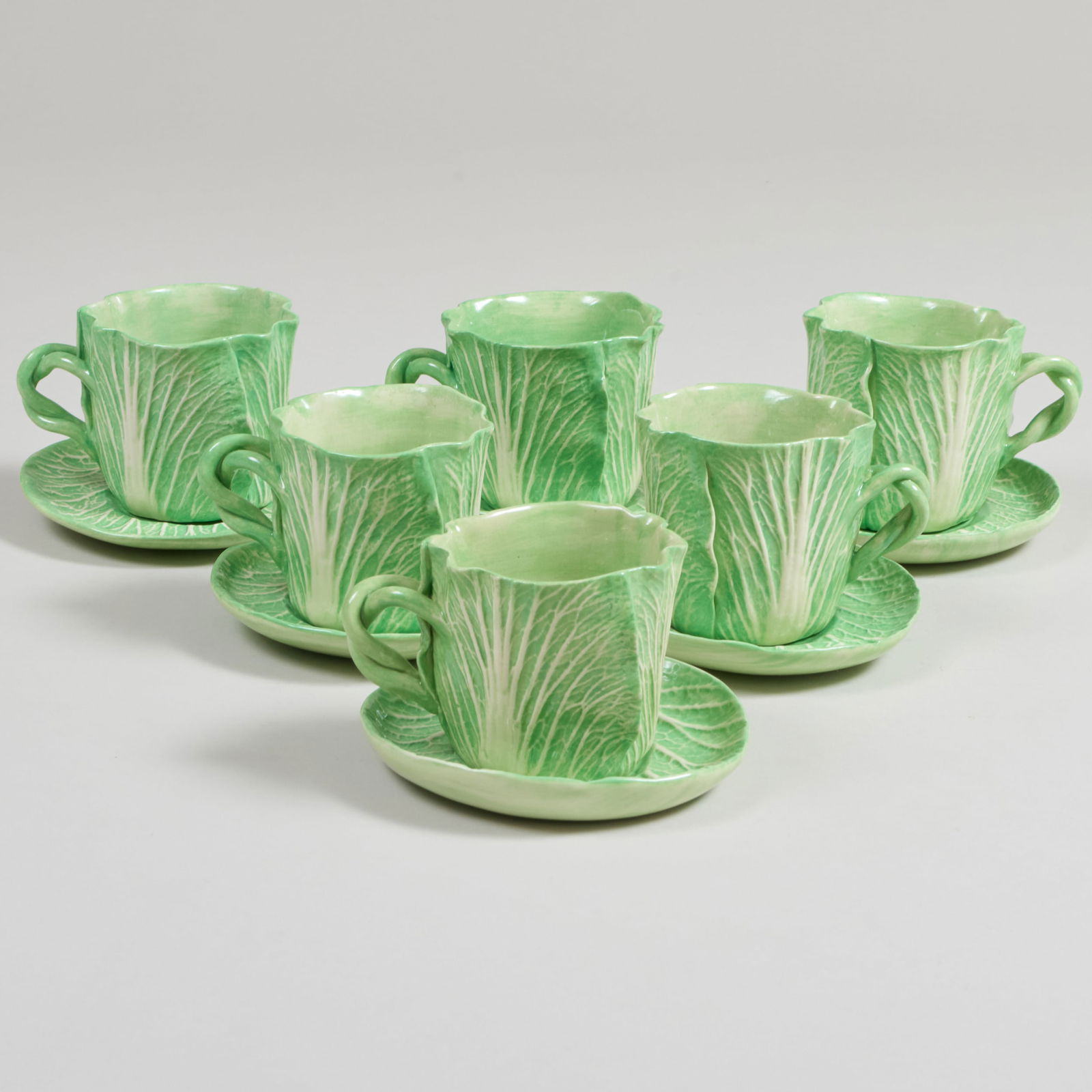 Twenty-Seven Dodie Thayer Porcelain Lettuce Ware Cups and Saucers (1 of 11)