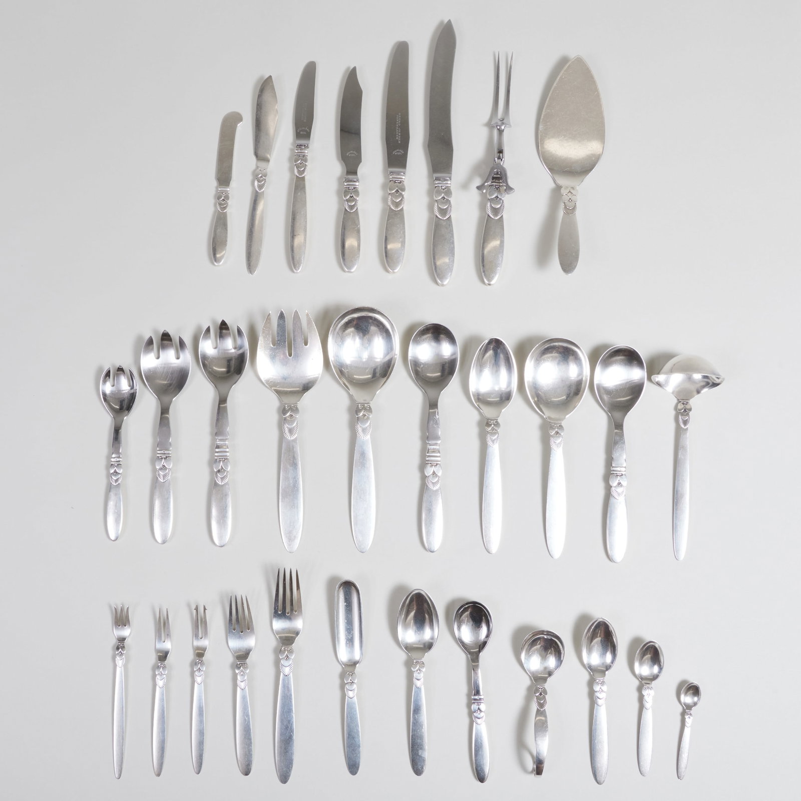 Georg Jensen Silver Flatware Service in the 'Cactus' Pattern (1 of 13)