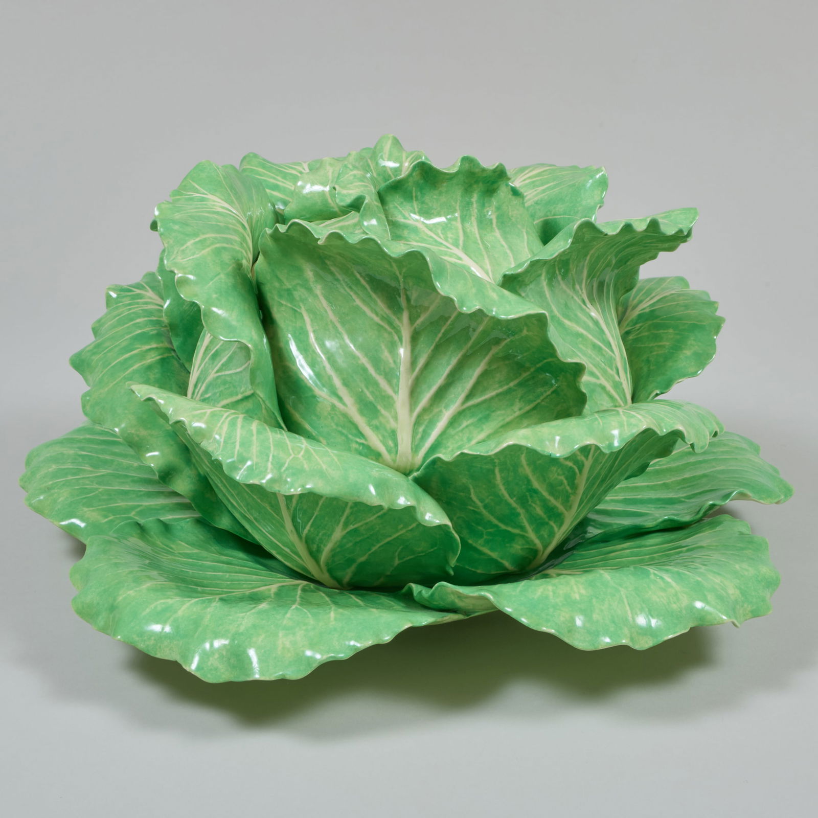 Dodie Thayer Green Glazed Porcelain Cabbage Tureen, Cover and Underplate (1 of 13)