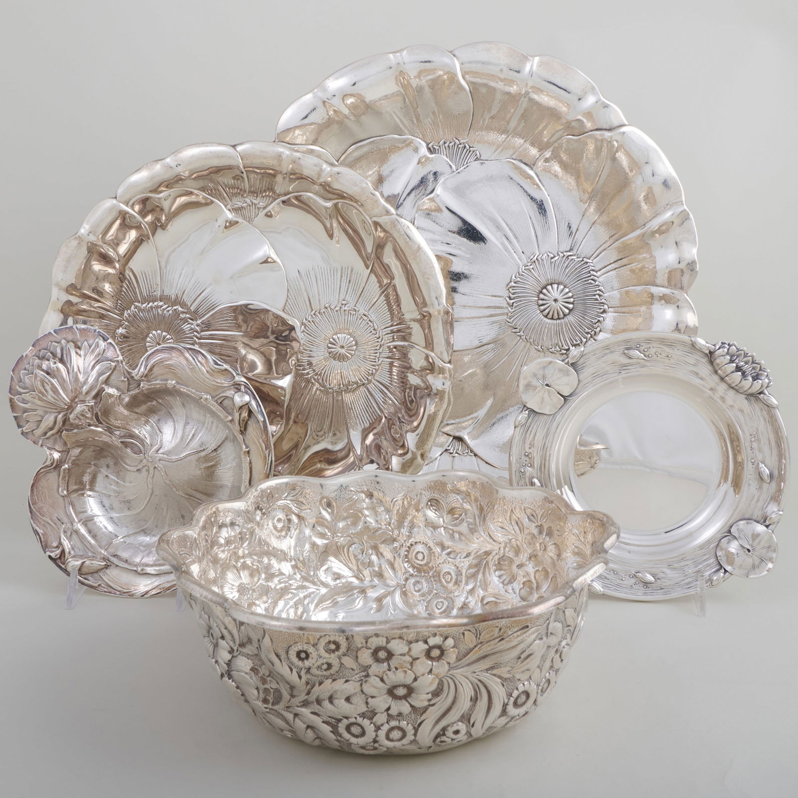 Group of Four American Silver Floriform Dishes (1 of 20)