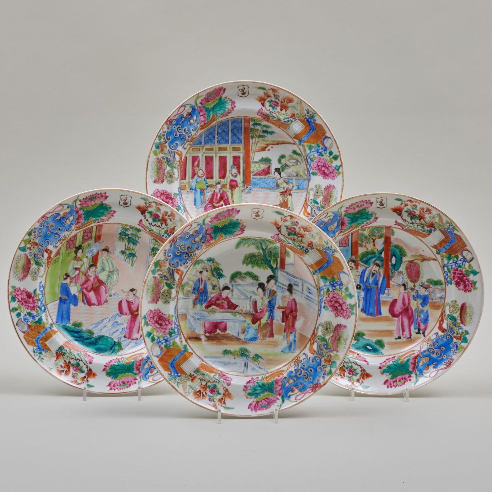 Set of Four Chinese Export Canton Famille Rose Plates (1 of 13)