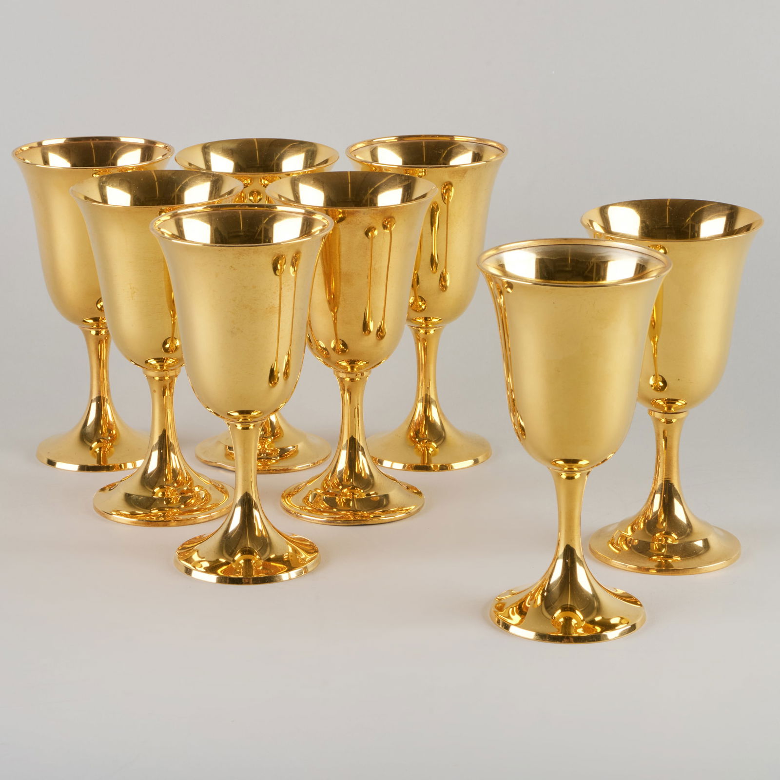 Assembled Set of Eight American Silver Gilt Goblets (1 of 9)