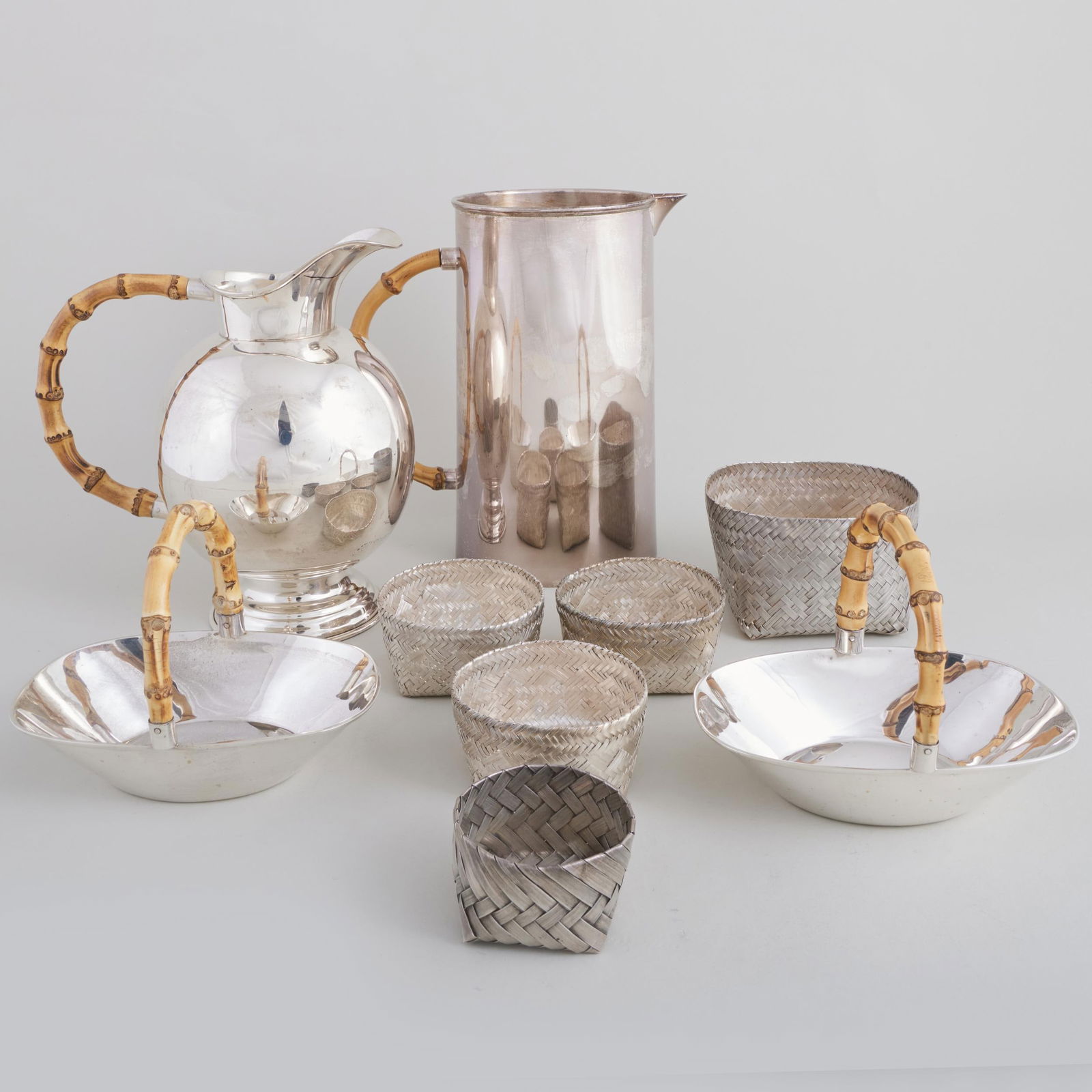 Group of Silver and Silver Plate Bamboo and Basket Wares (1 of 20)