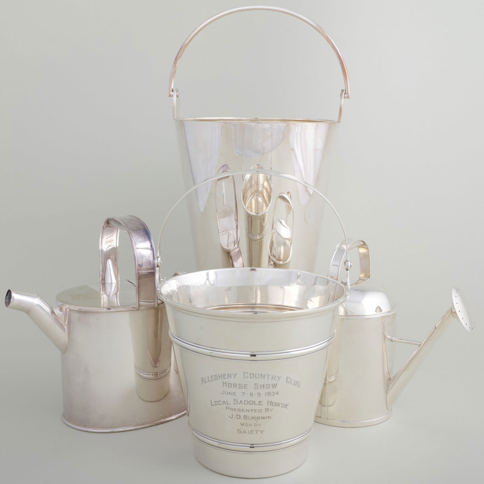 American Horse Show Silver Pail Form Trophy and a Victorian Silver Watering Can (1 of 20)