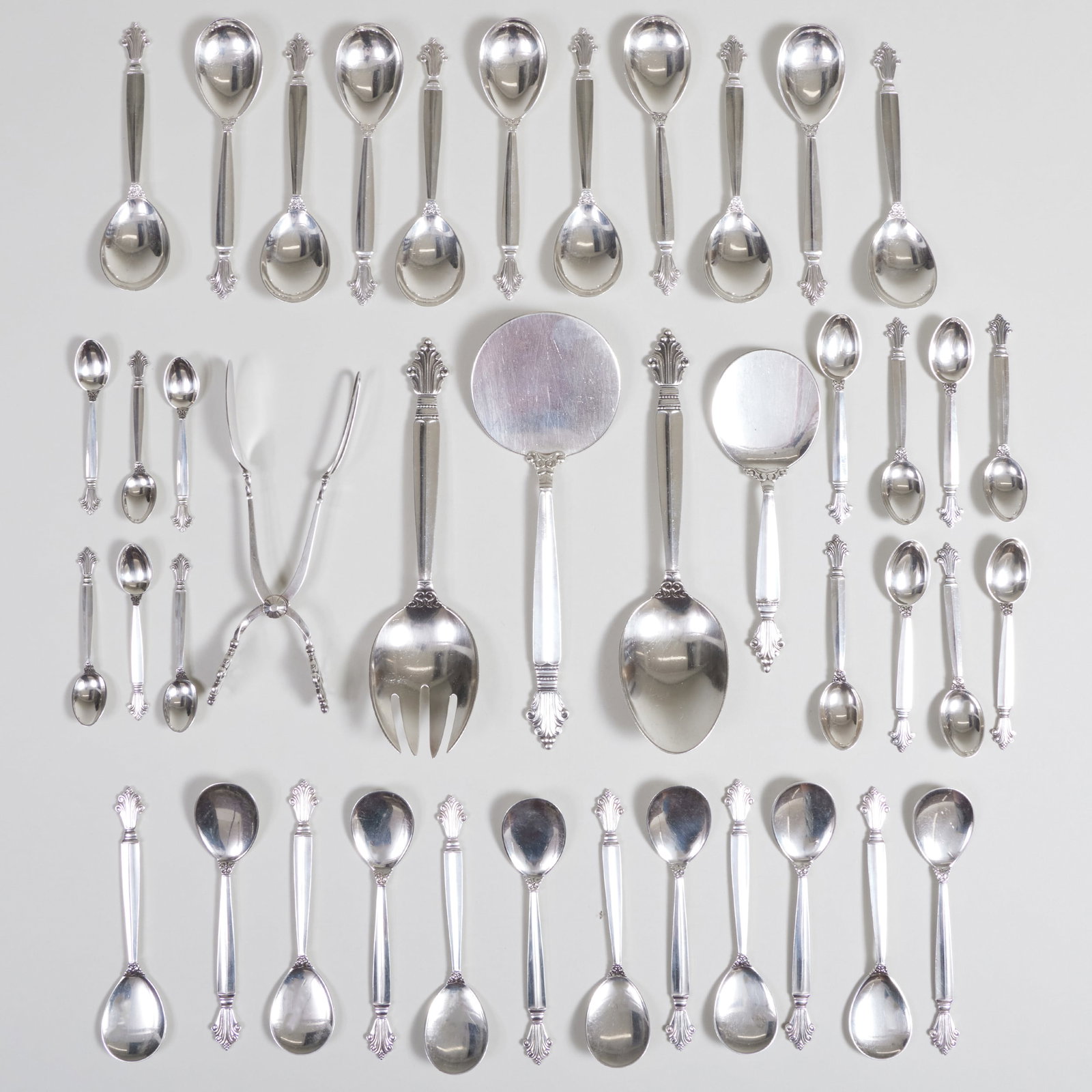 Georg Jensen Silver Part Flatware Service in the 'Acanthus' Pattern (1 of 13)