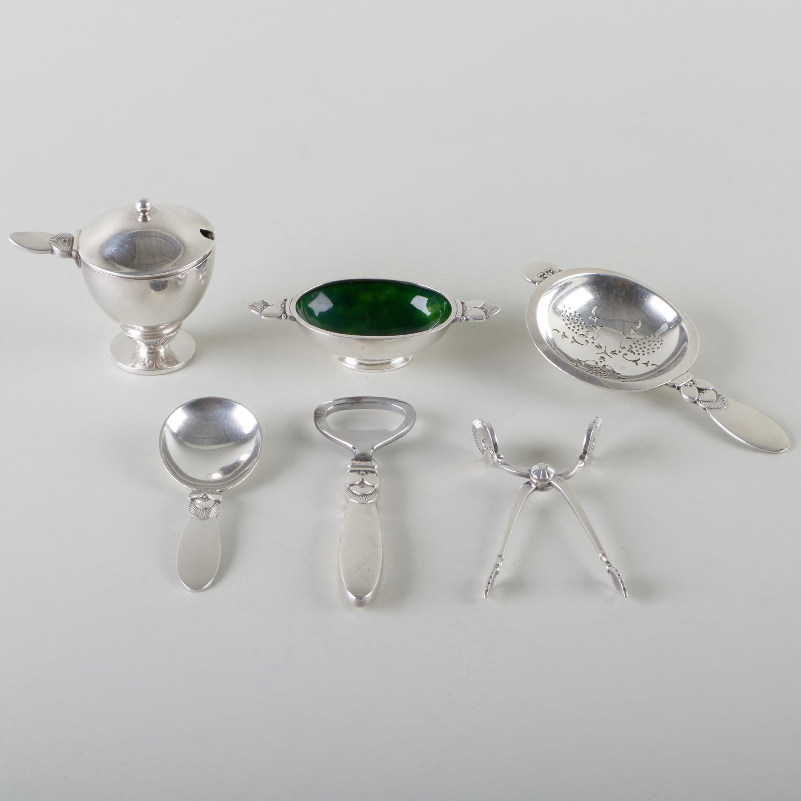 Group of Georg Jensen Silver Condiment Wares in the 'Cactus' Pattern (1 of 20)