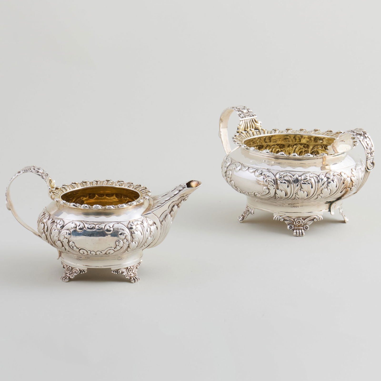 George IV Silver Sugar Bowl and a Milk Jug (1 of 9)