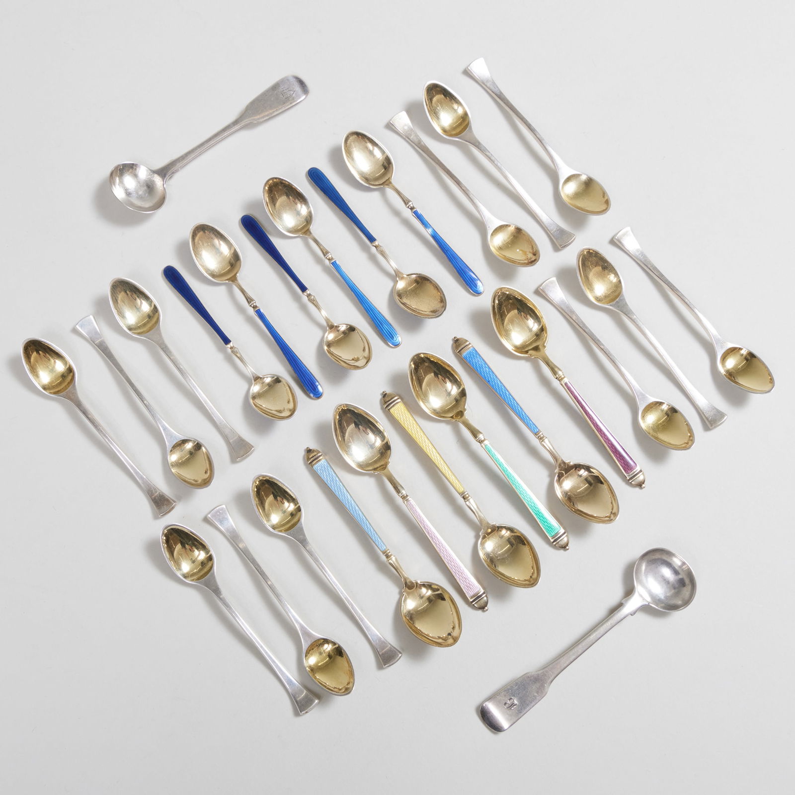 Two Sets of Danish and an American Set of Silver Demitasse Spoons (1 of 9)