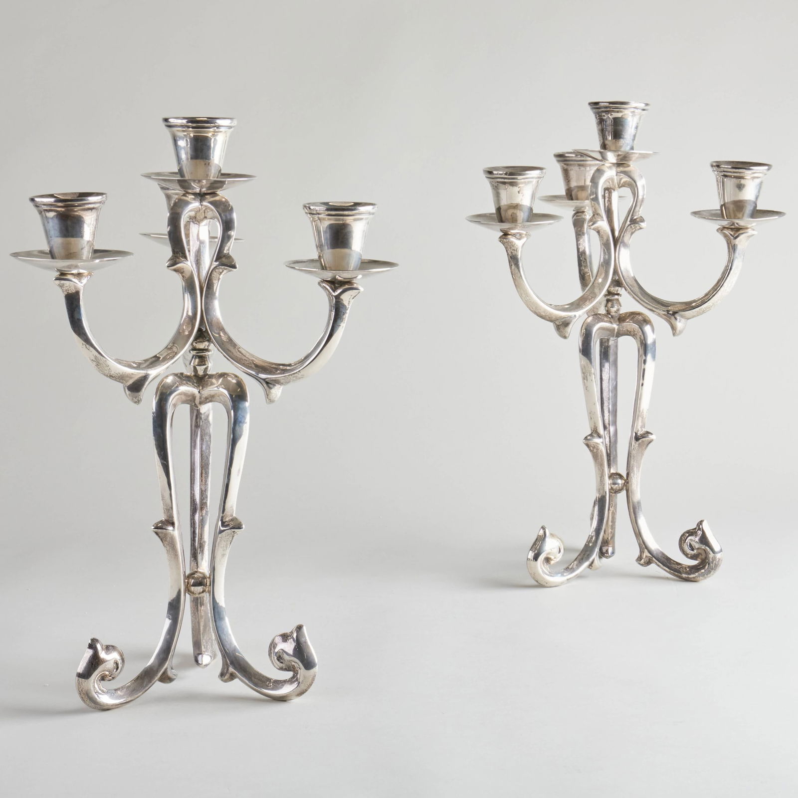 Pair of Mexican Silver Four-Light Candleabra (1 of 9)