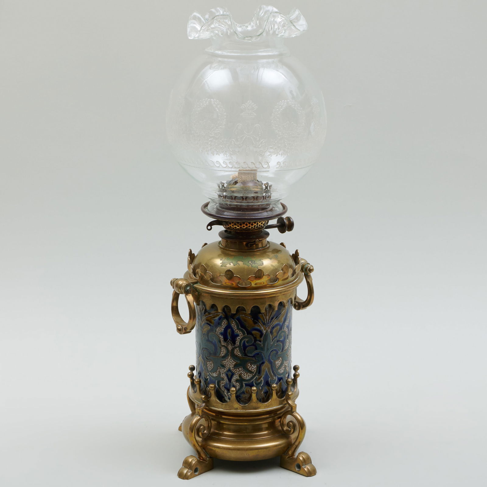 Doulton Pottery and Brass Fluid Lamp (1 of 7)